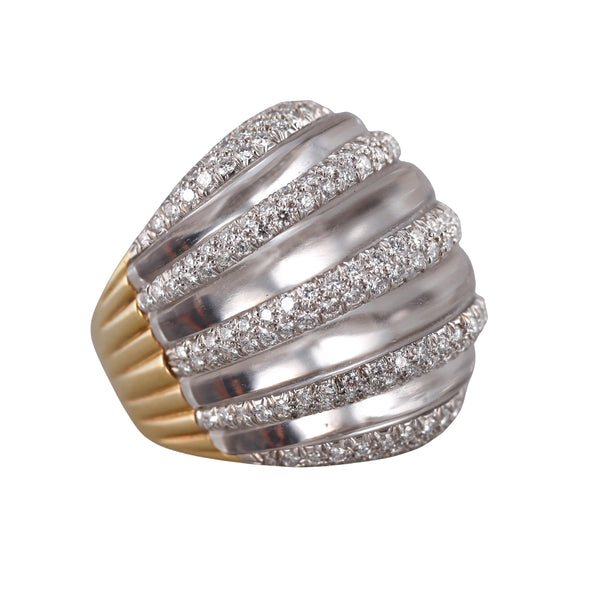 David Webb Crystal Diamond Gold Platinum Dome Ring