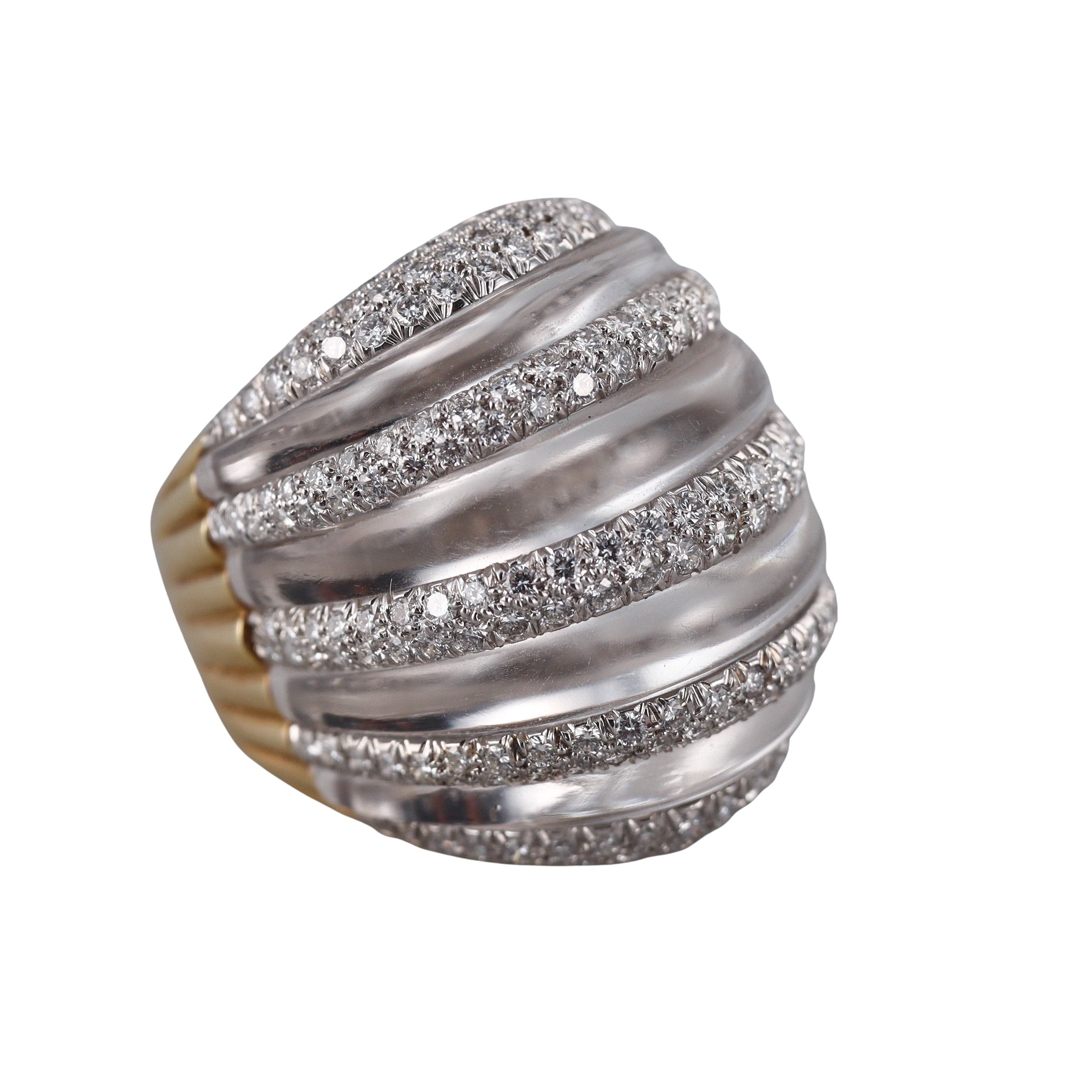 David Webb Crystal Diamond Gold Platinum Dome Ring