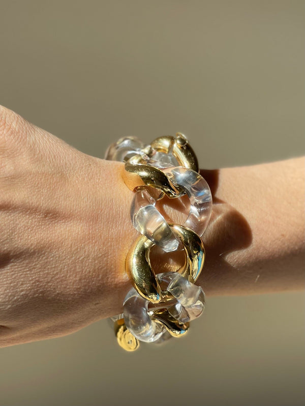 Seaman Schepps Crystal Gold Large Link Bracelet