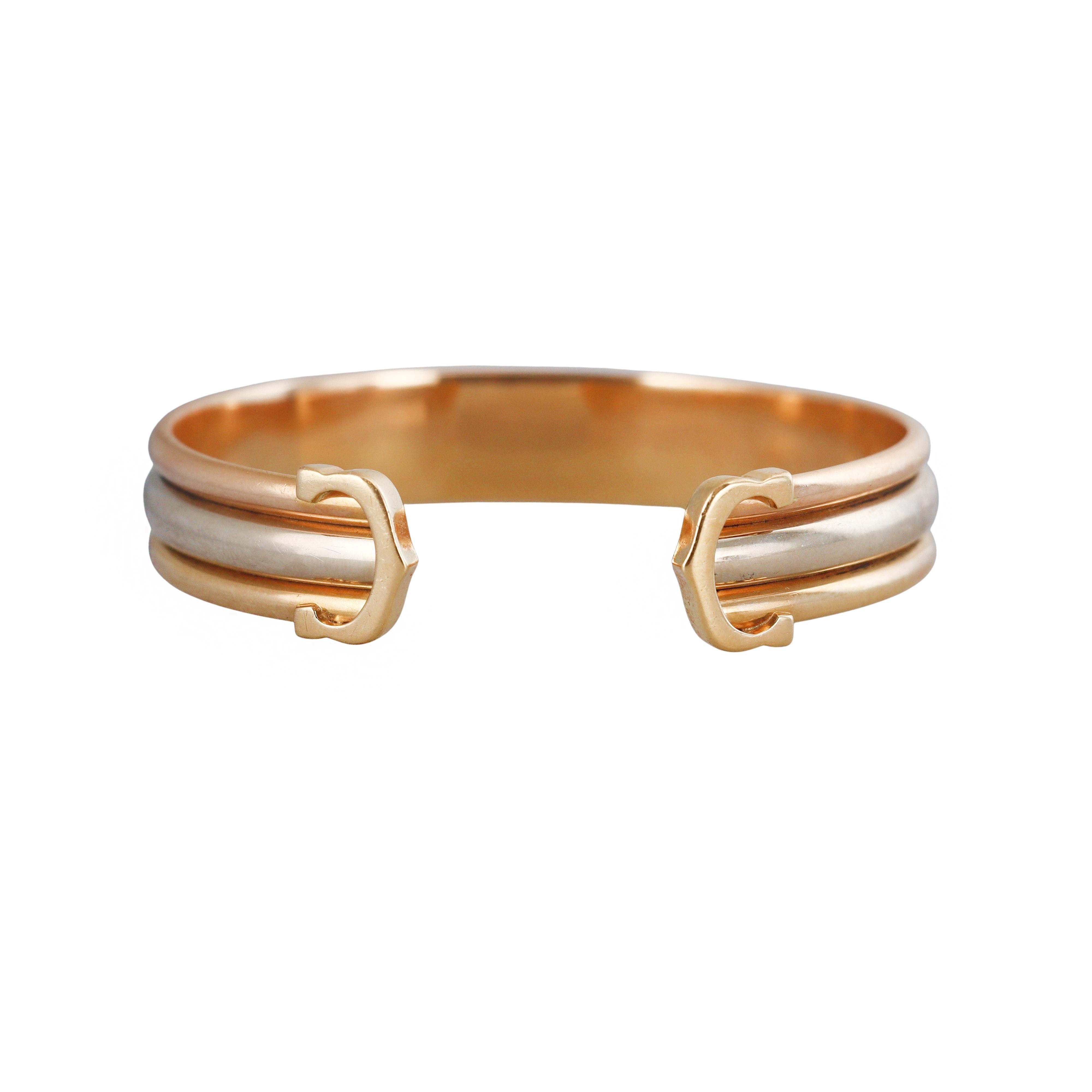 C de Cartier Trinity Tri Color Gold Cuff Bracelet