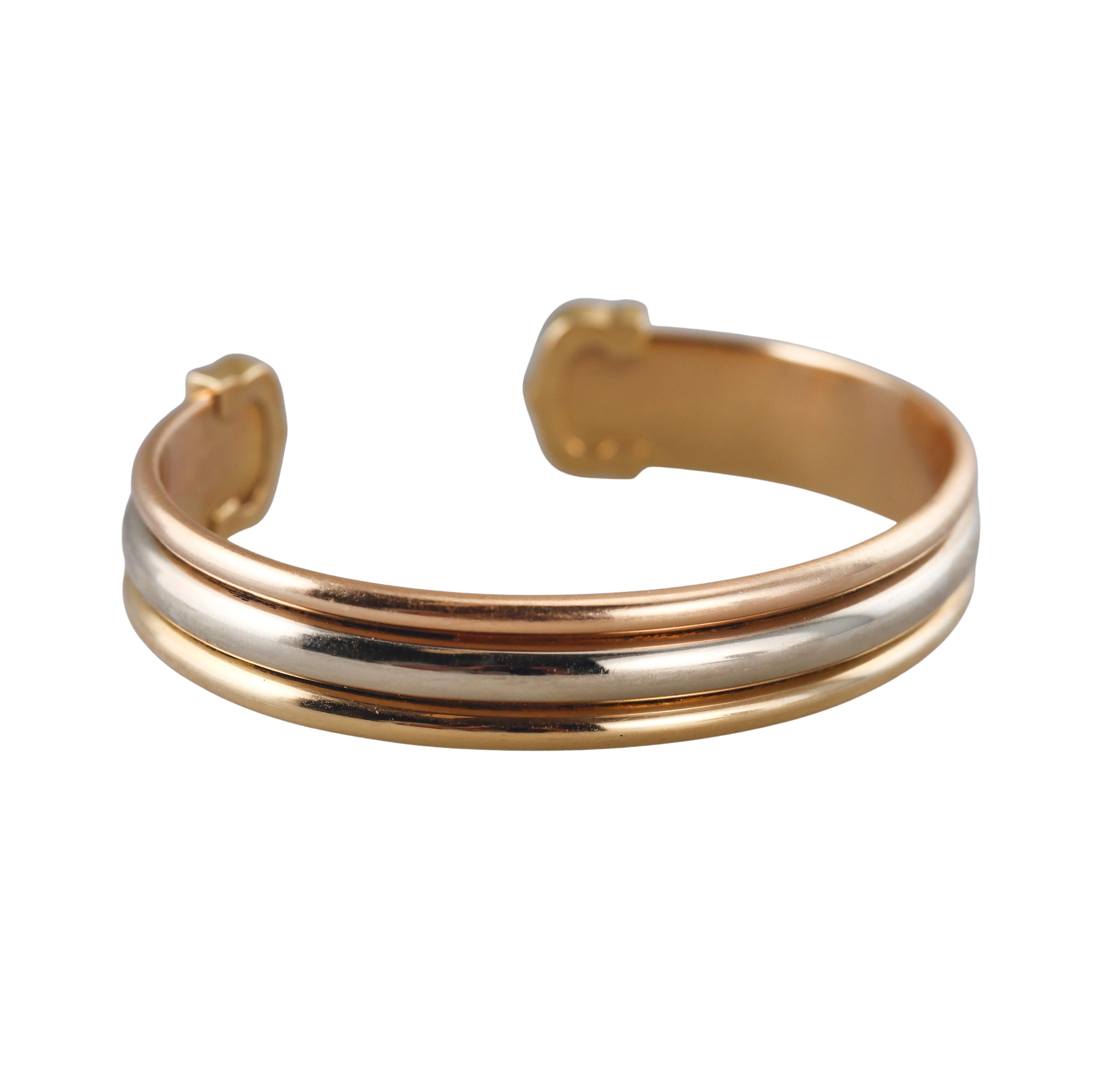 C de Cartier Trinity Tri Color Gold Cuff Bracelet