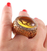 Pomellato Arabesque Rose Gold Citrine Diamond Dome Ring