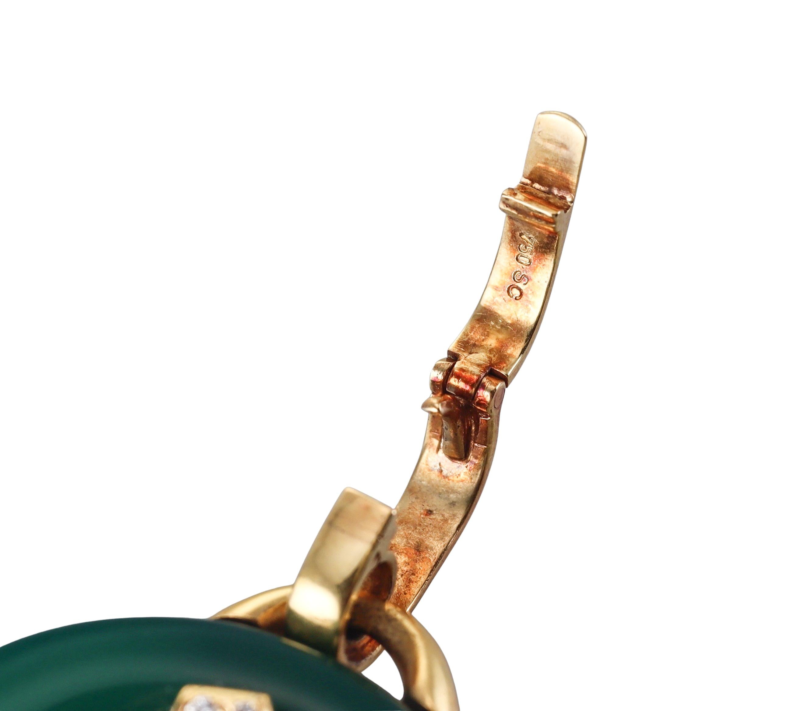 David Webb Chrysoprase Diamond Gold Necklace