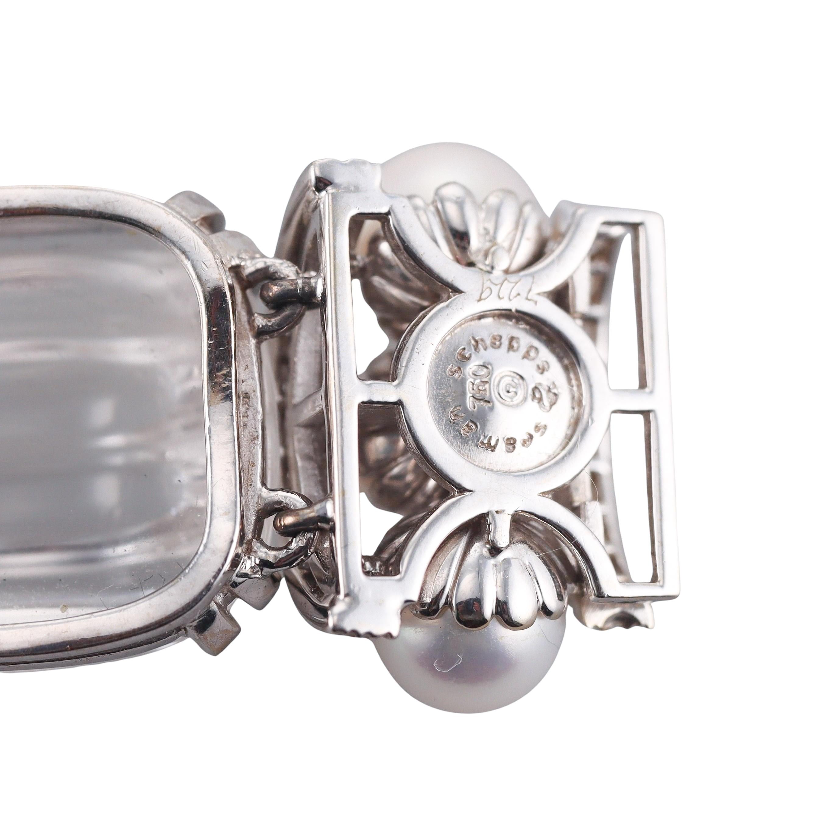 Seaman Schepps Crystal Pearl Diamond Gold Bracelet