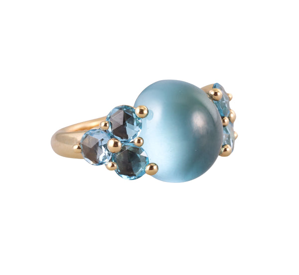 Pomellato Luna 18k Gold Blue Topaz Ring