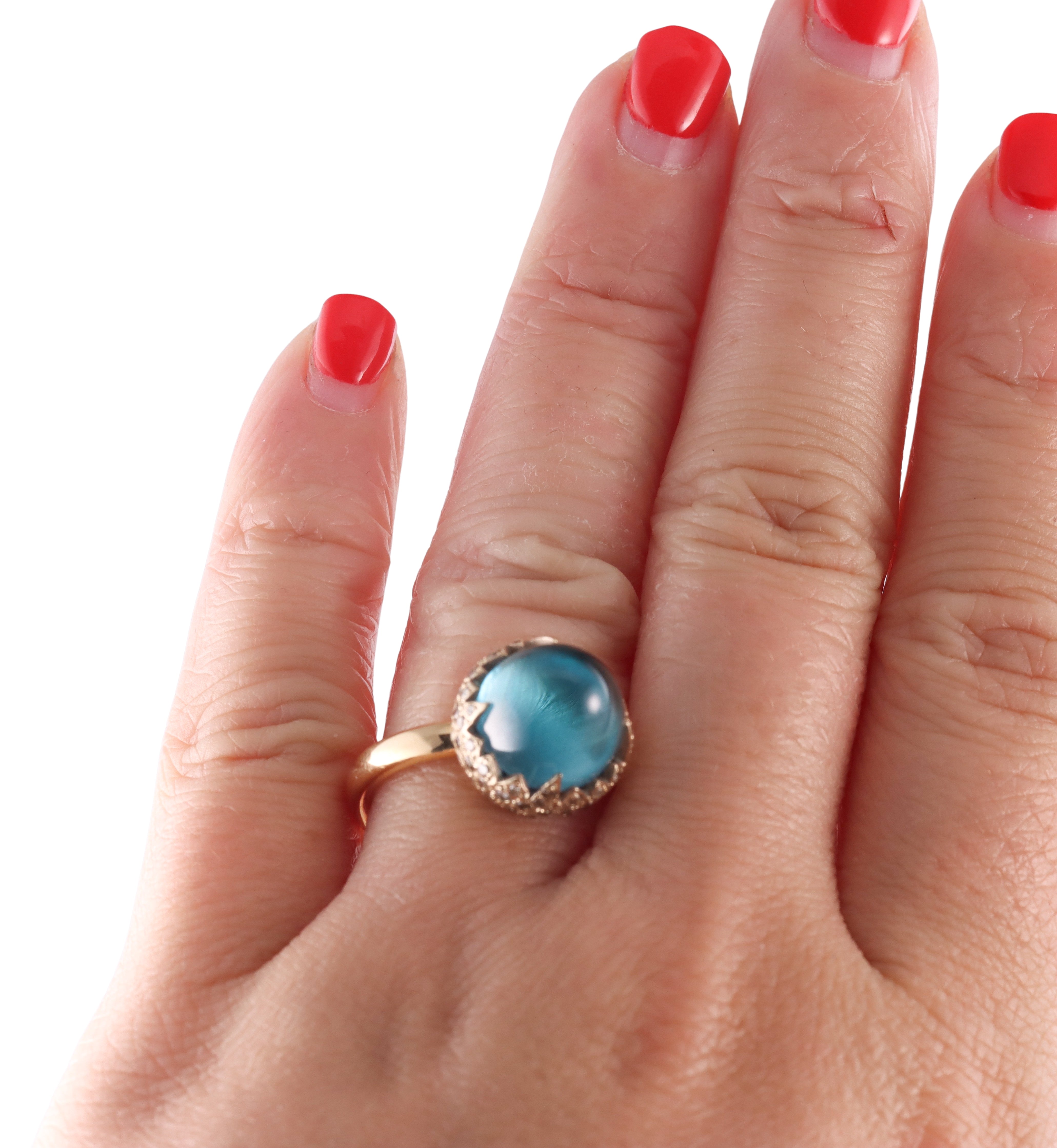 Pomellato Chimera Gold Diamond Blue Topaz Ring