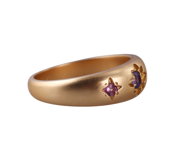 Orly Marcel Gold Amethyst Pink Sapphire Lotus Gypsy Ring