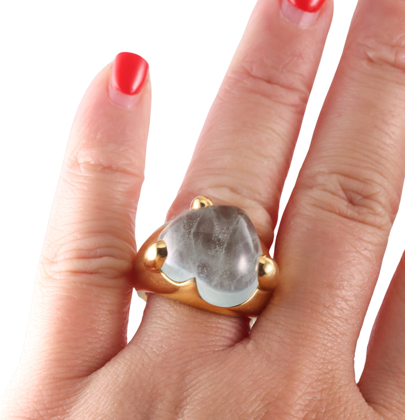 Pomellato Gold Aquamarine Heart Ring