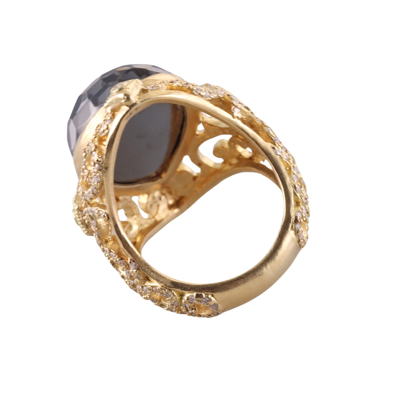 Armenta Sueno Gold Diamond Hematite Ring