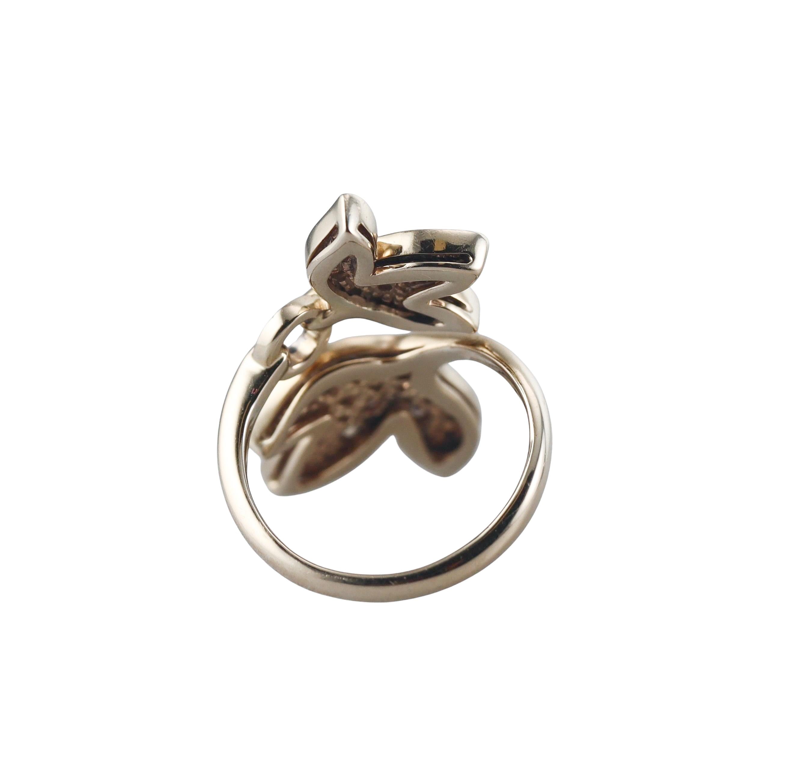 H. Stern Hera Fancy Diamond Gold Leaf Bypass Ring