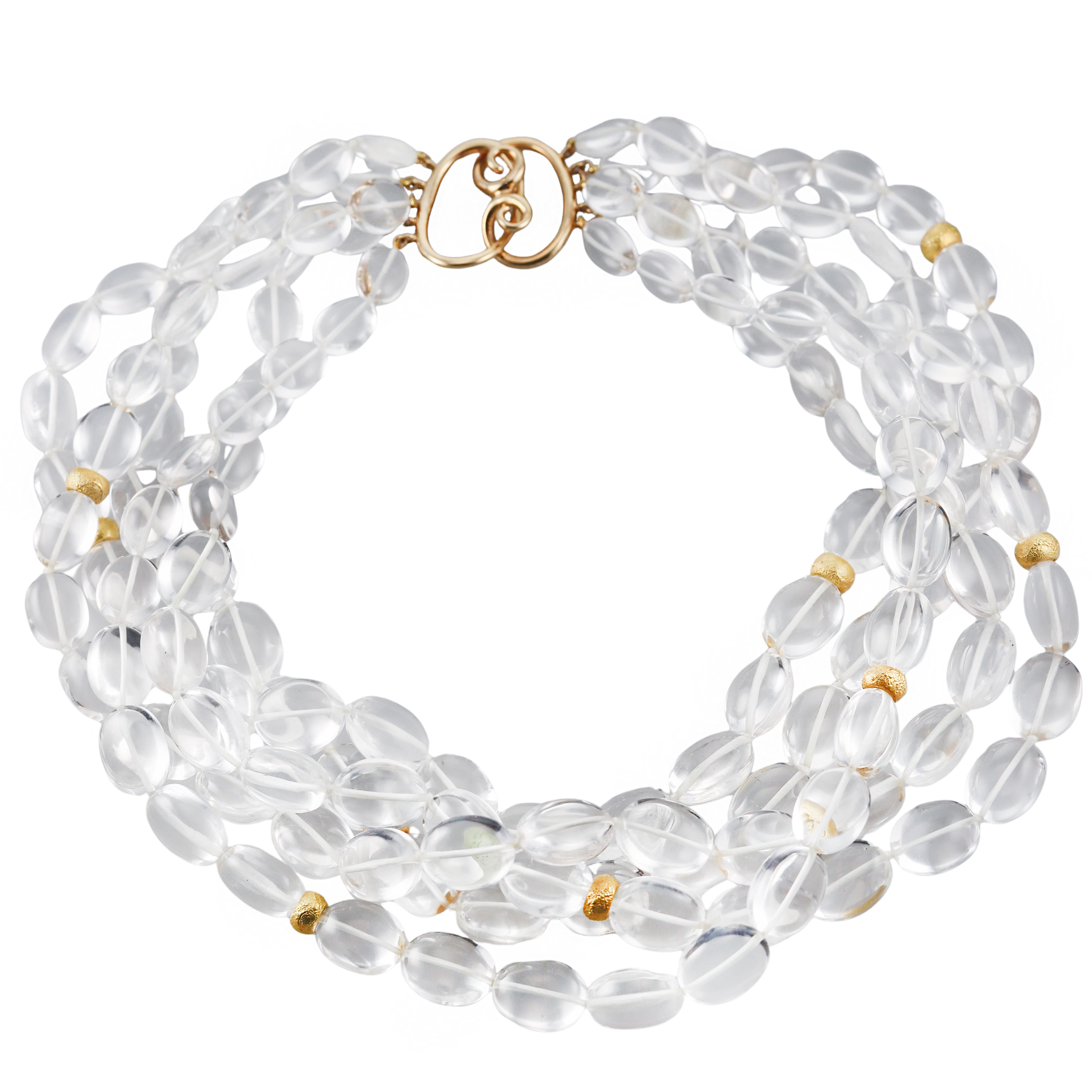 Verdura Crystal Gold Torsade Necklace