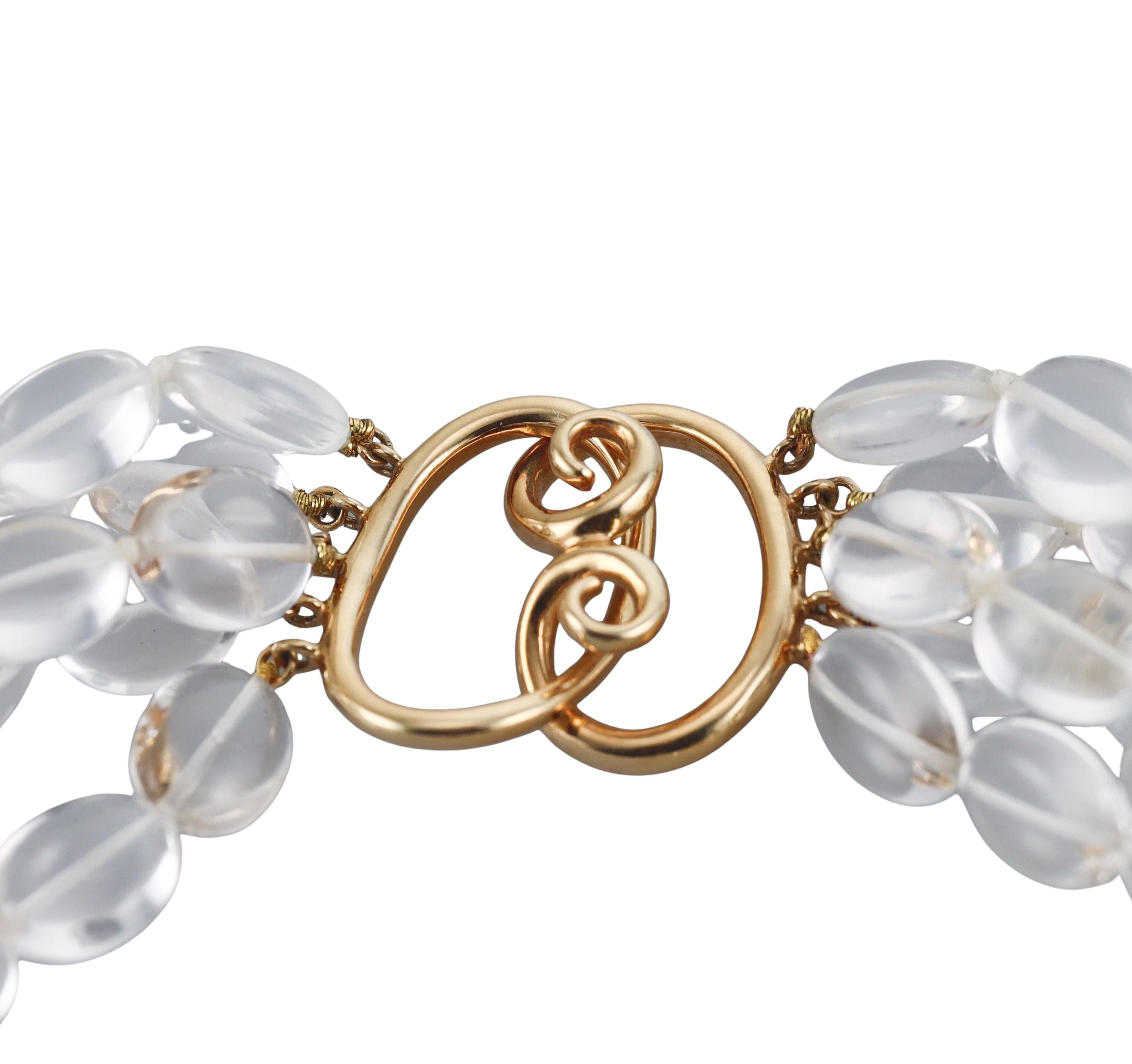 Verdura Crystal Gold Torsade Necklace