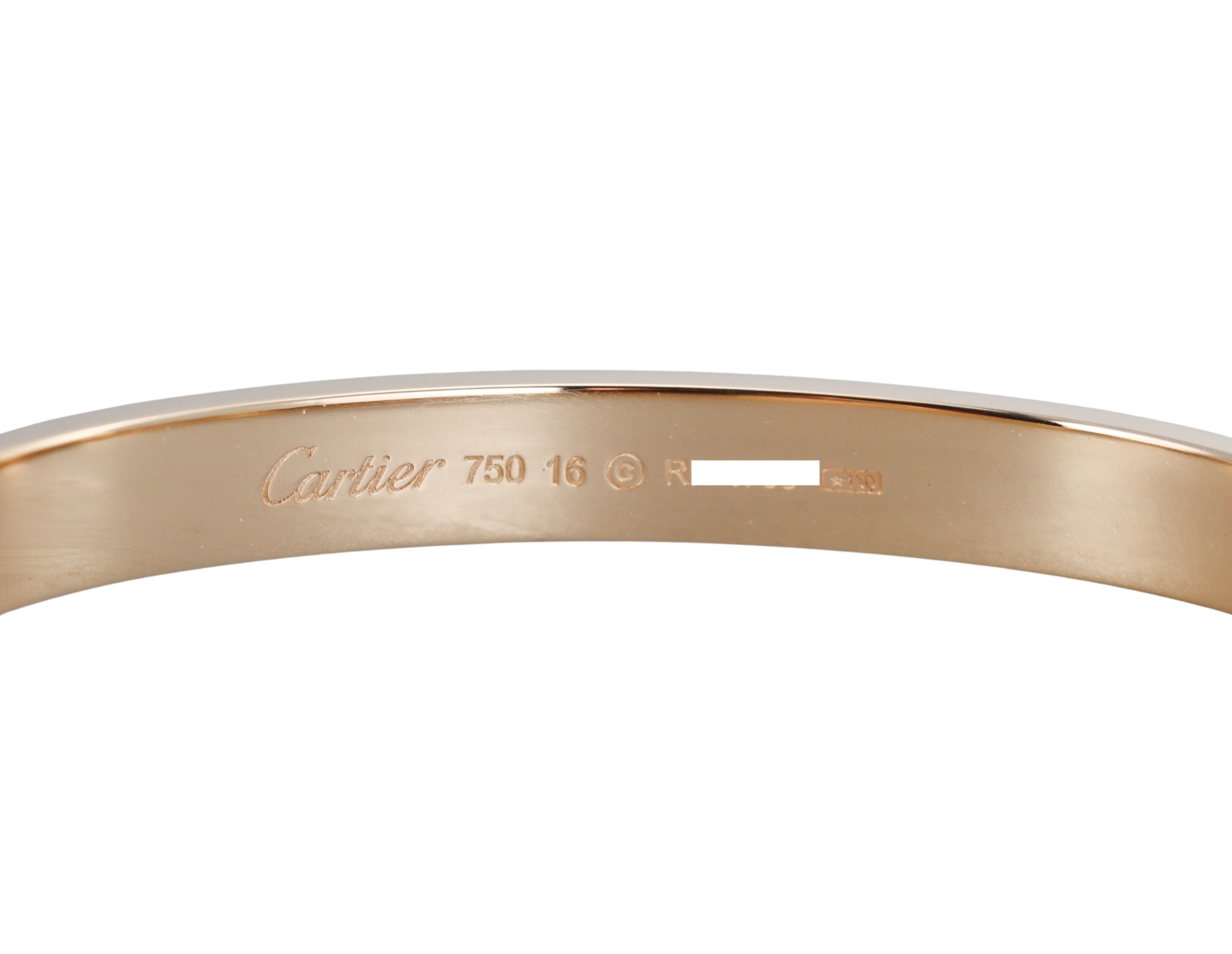 Cartier Love Yellow Gold Classic Model Bracelet Size 16