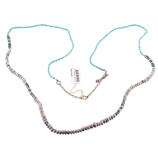 Armenta Old World Gold Silver Turquoise Boulder Opal Bead Necklace