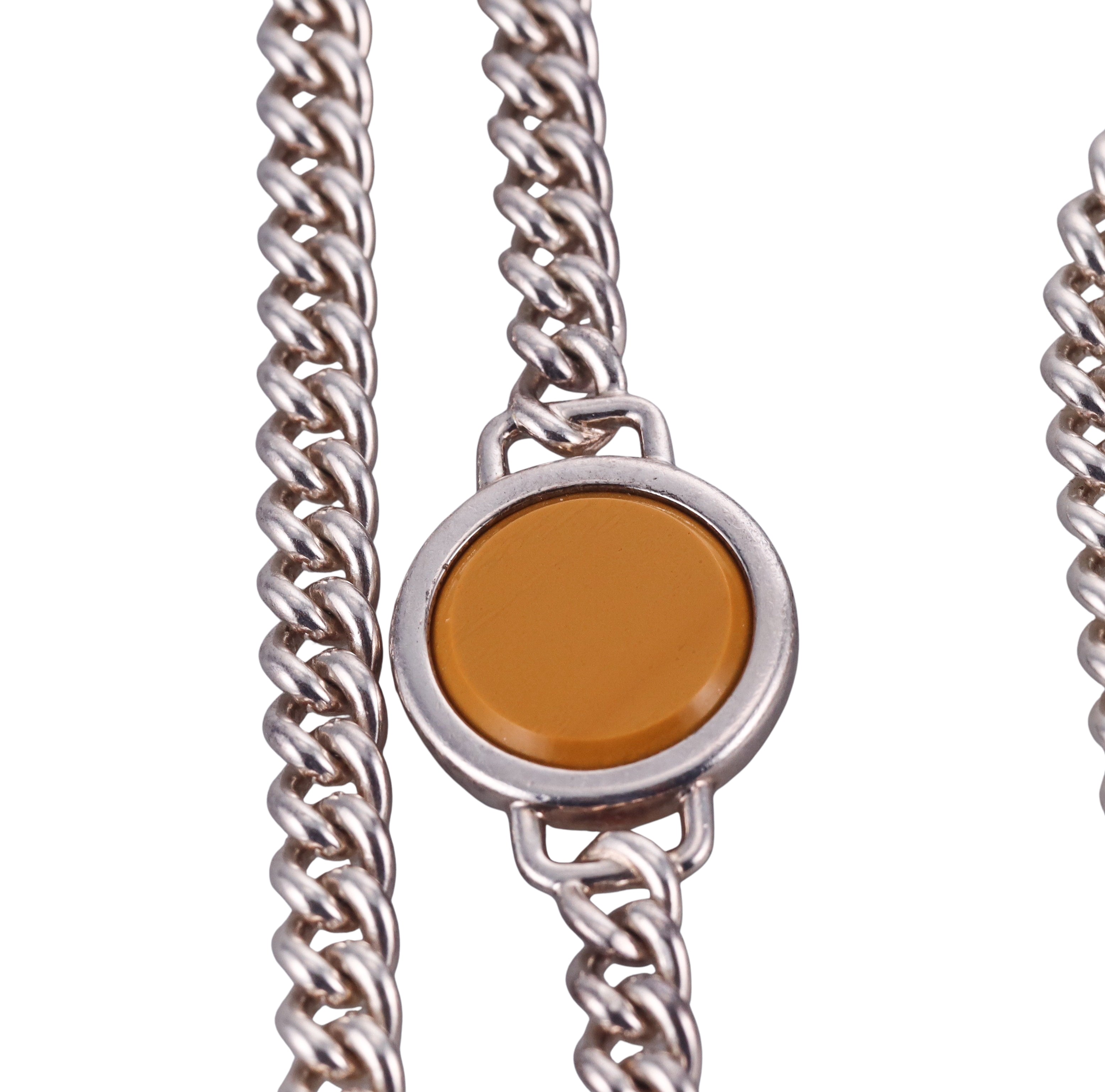 Hermes Jasper Intaglio Onyx Silver Long Station Necklace