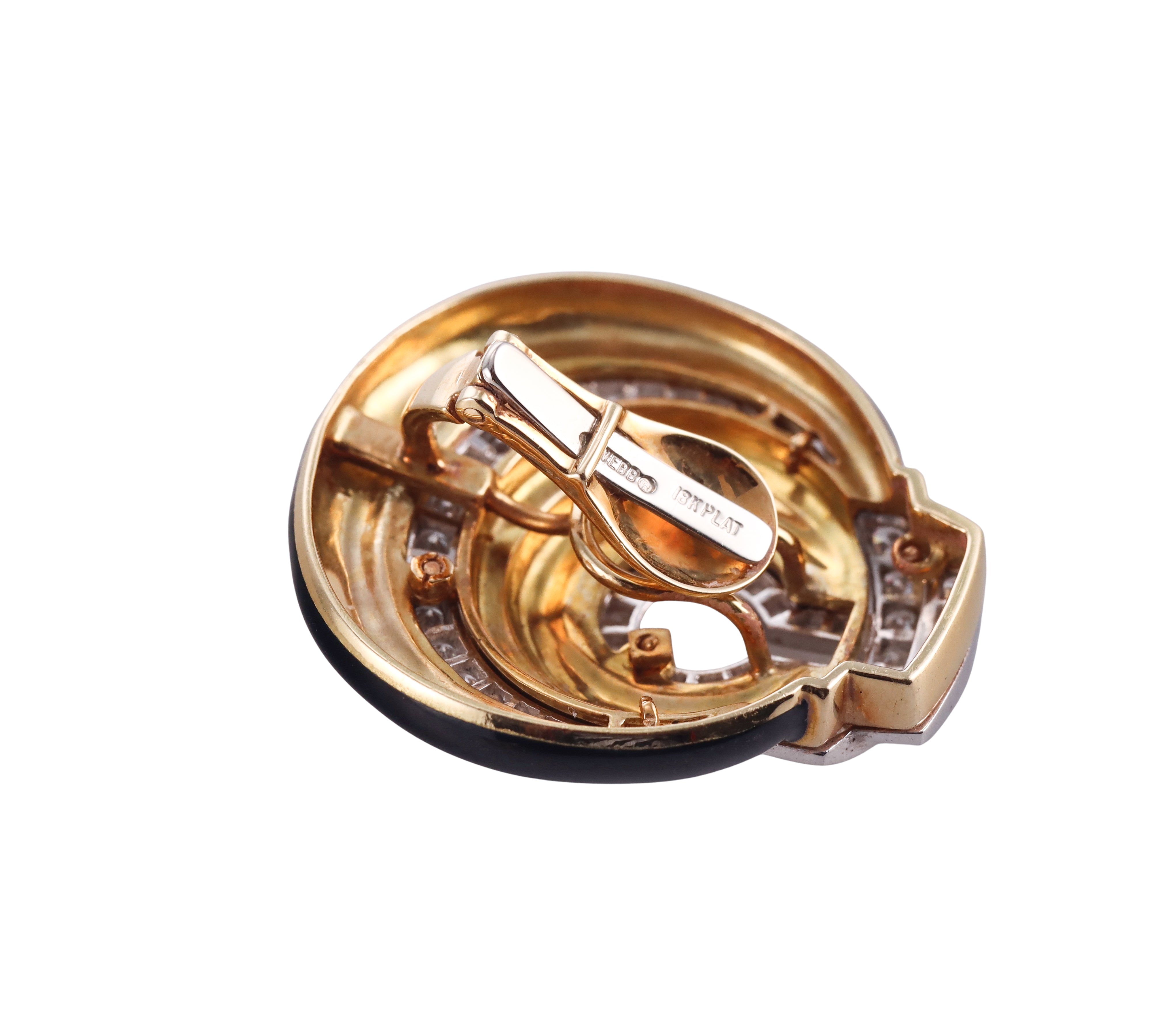 David Webb Diamond Enamel Platinum Gold Earrings