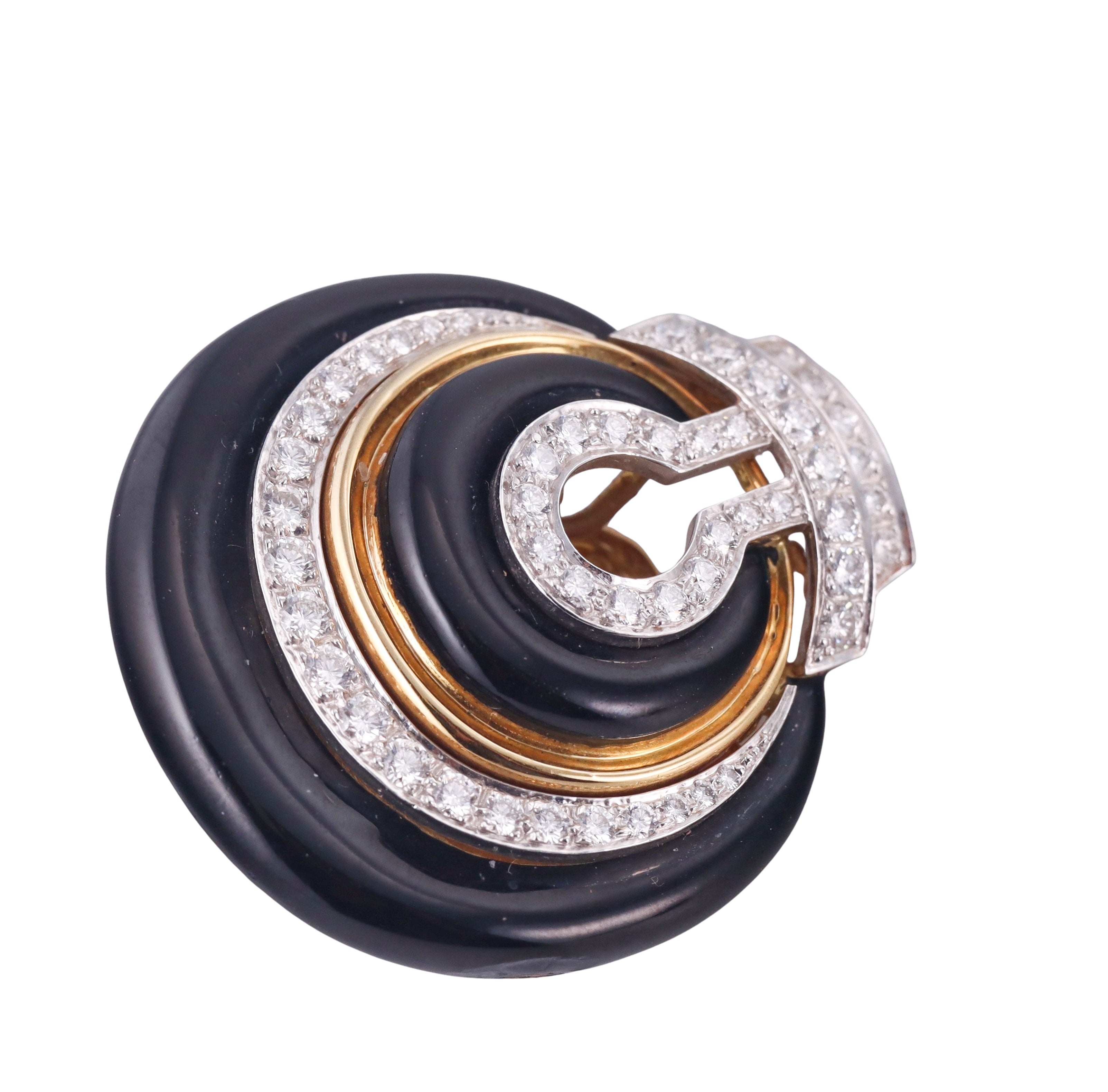 David Webb Diamond Enamel Platinum Gold Earrings