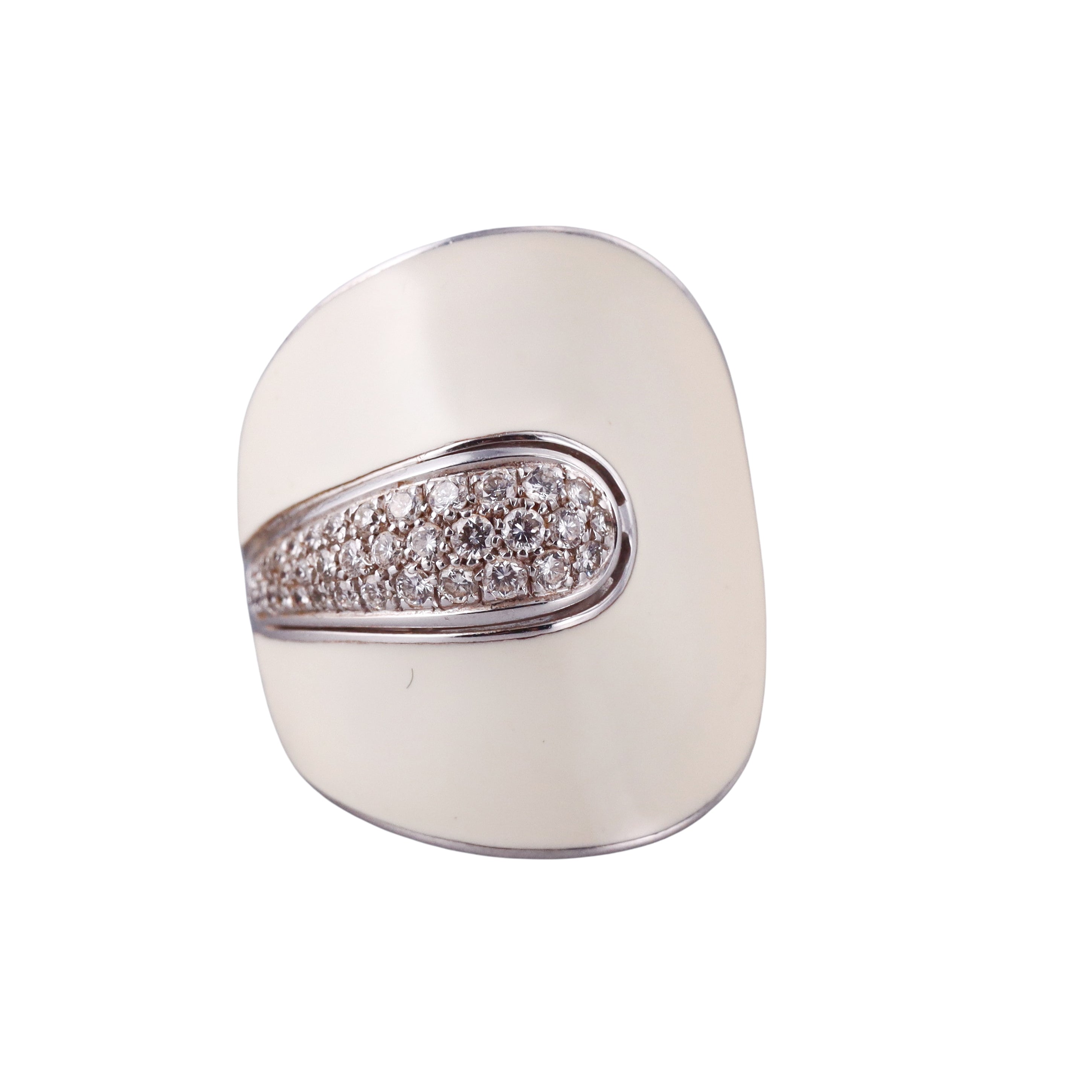 Roberto Coin White Enamel Diamond Gold Ring