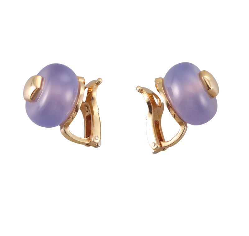 Marina B Chalcedony Gold Button Earrings