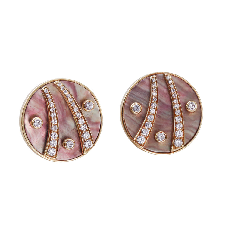 GemLok Diamond Abalone Gold Earrings