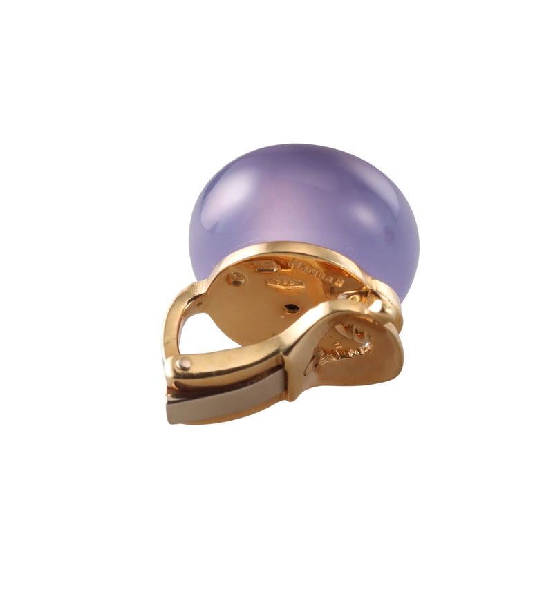 Marina B Chalcedony Gold Button Earrings
