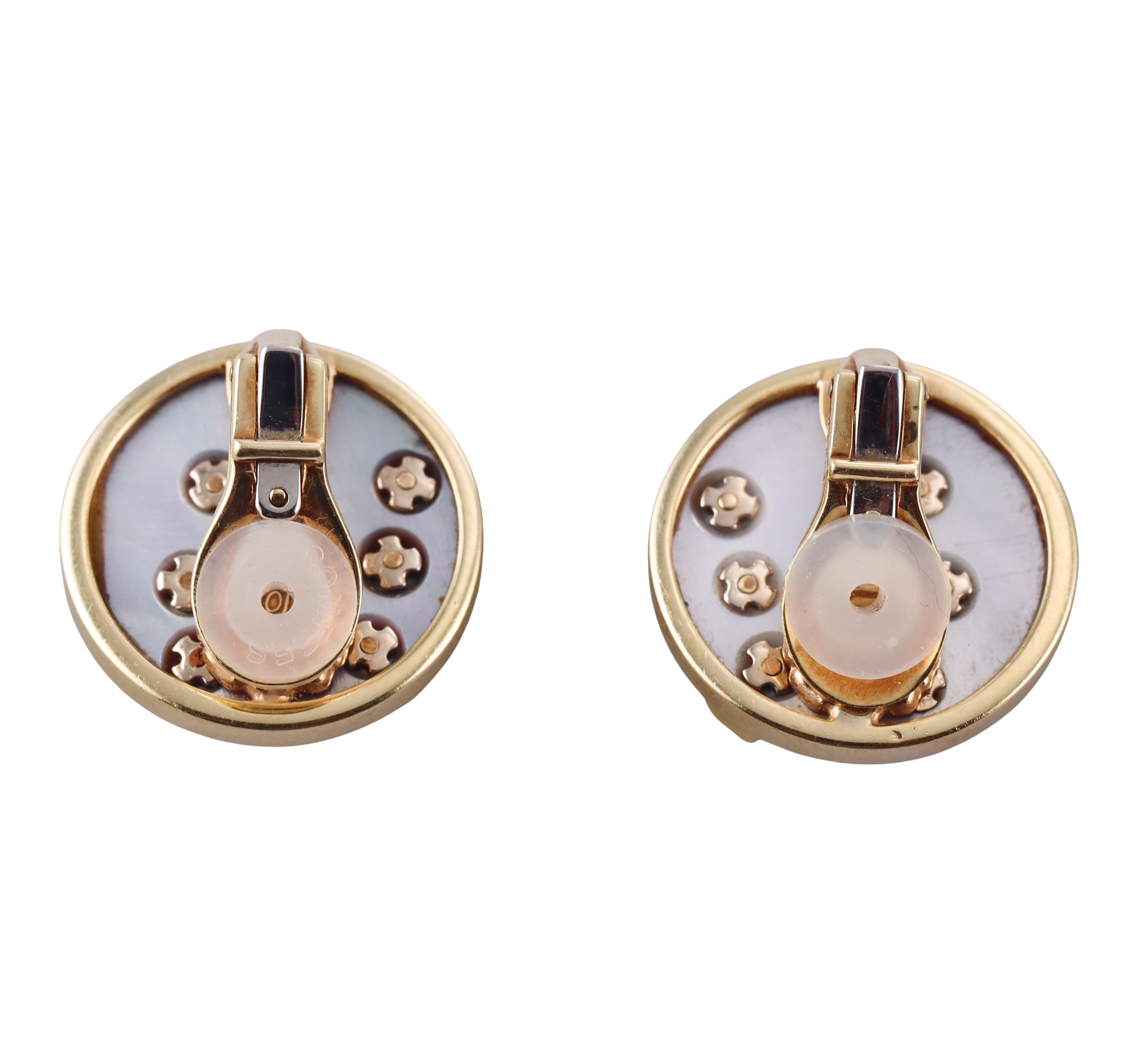 GemLok Diamond Abalone Gold Earrings