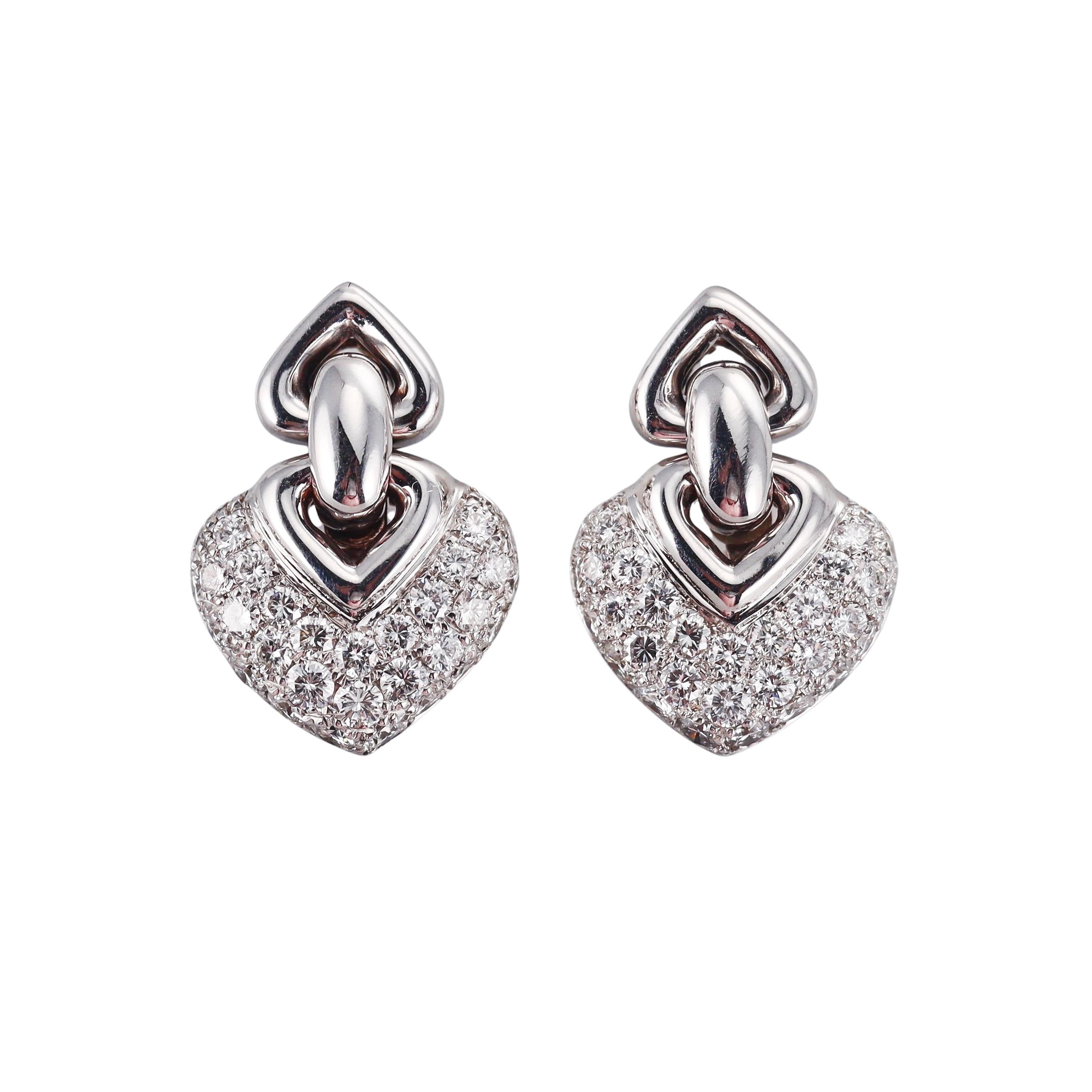 Bulgari Doppio Cuore Diamond Gold Earrings