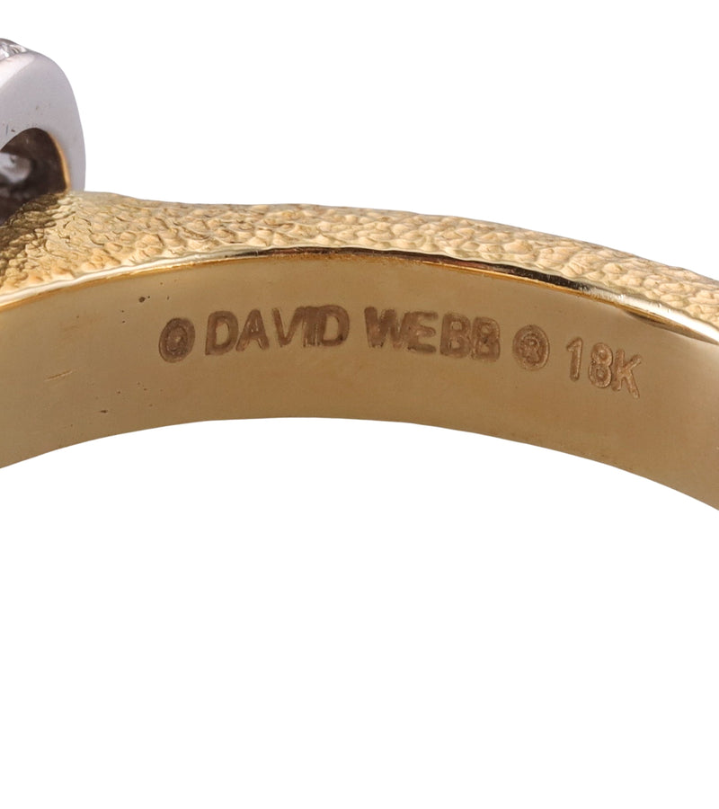 David Webb Gold Hammered Bastille Ring