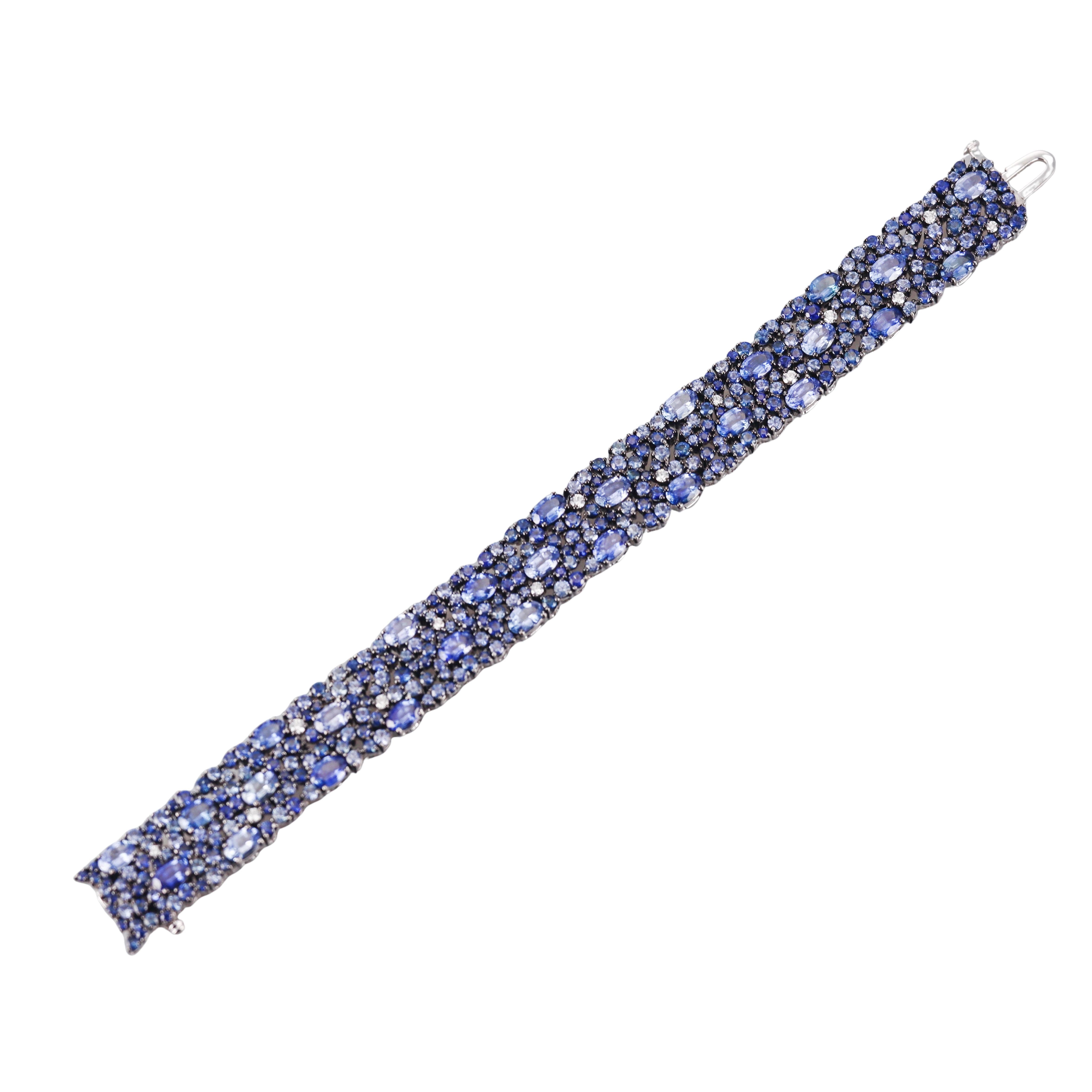 Robert Procop 27ctw No Heat Sapphire Diamond Gold Bracelet