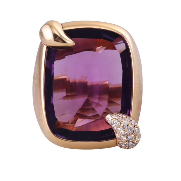 Pomellato Ritratto Amethyst Diamond Gold Ring