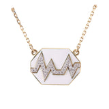 David Webb Gold Platinum Diamond White Enamel Skip Necklace