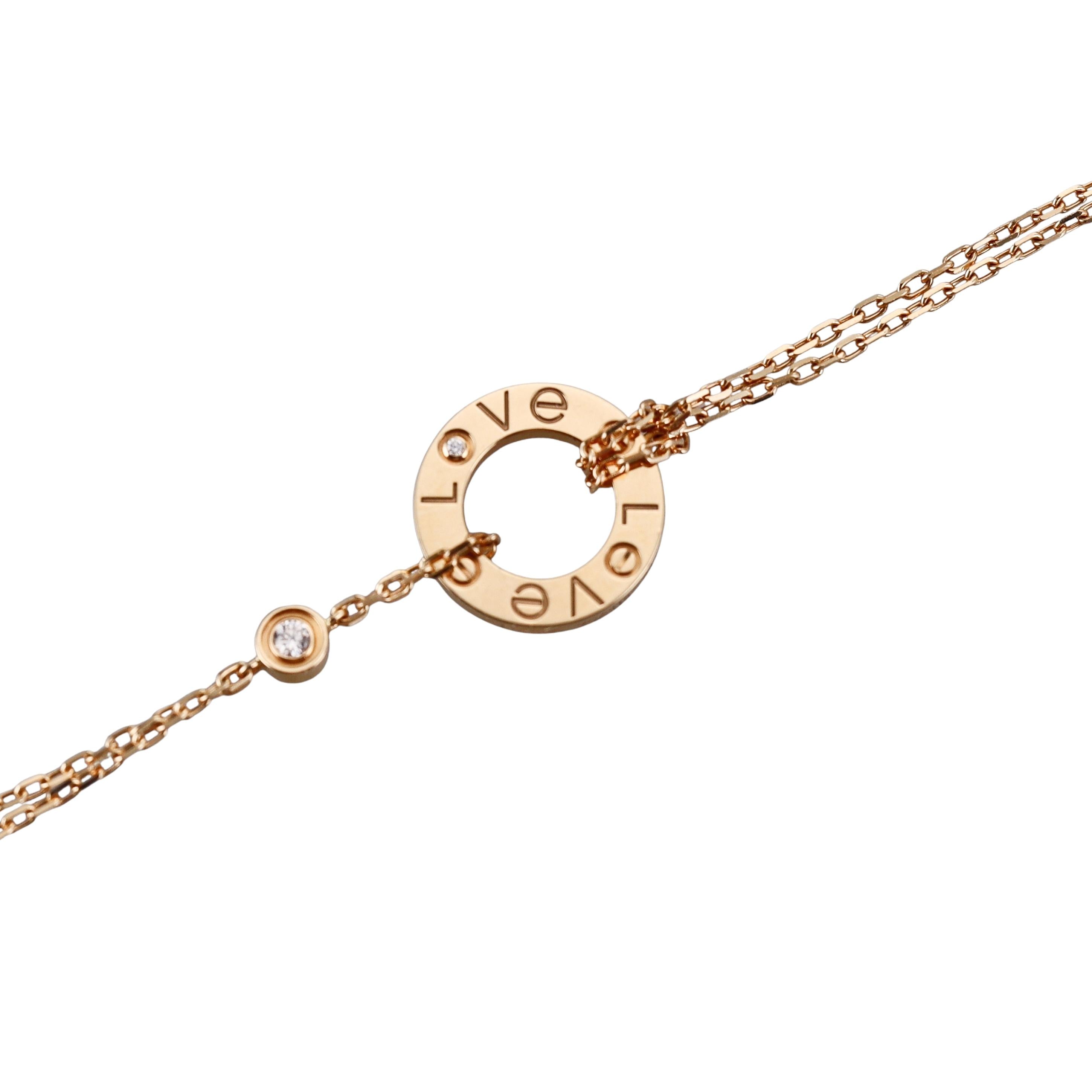 Cartier Love Diamond Yellow Gold Chain Circle Bracelet