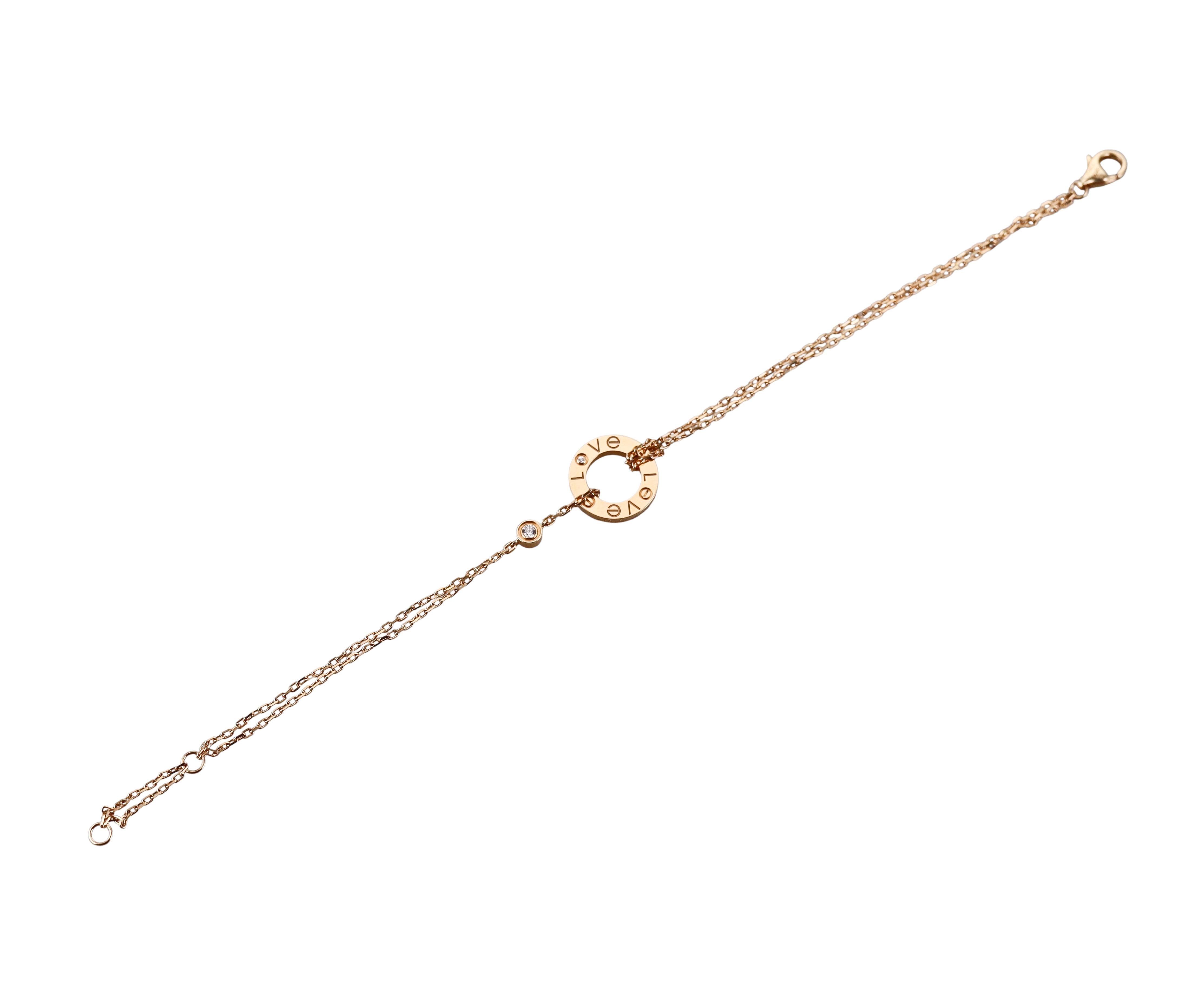 Cartier Love Diamond Yellow Gold Chain Circle Bracelet