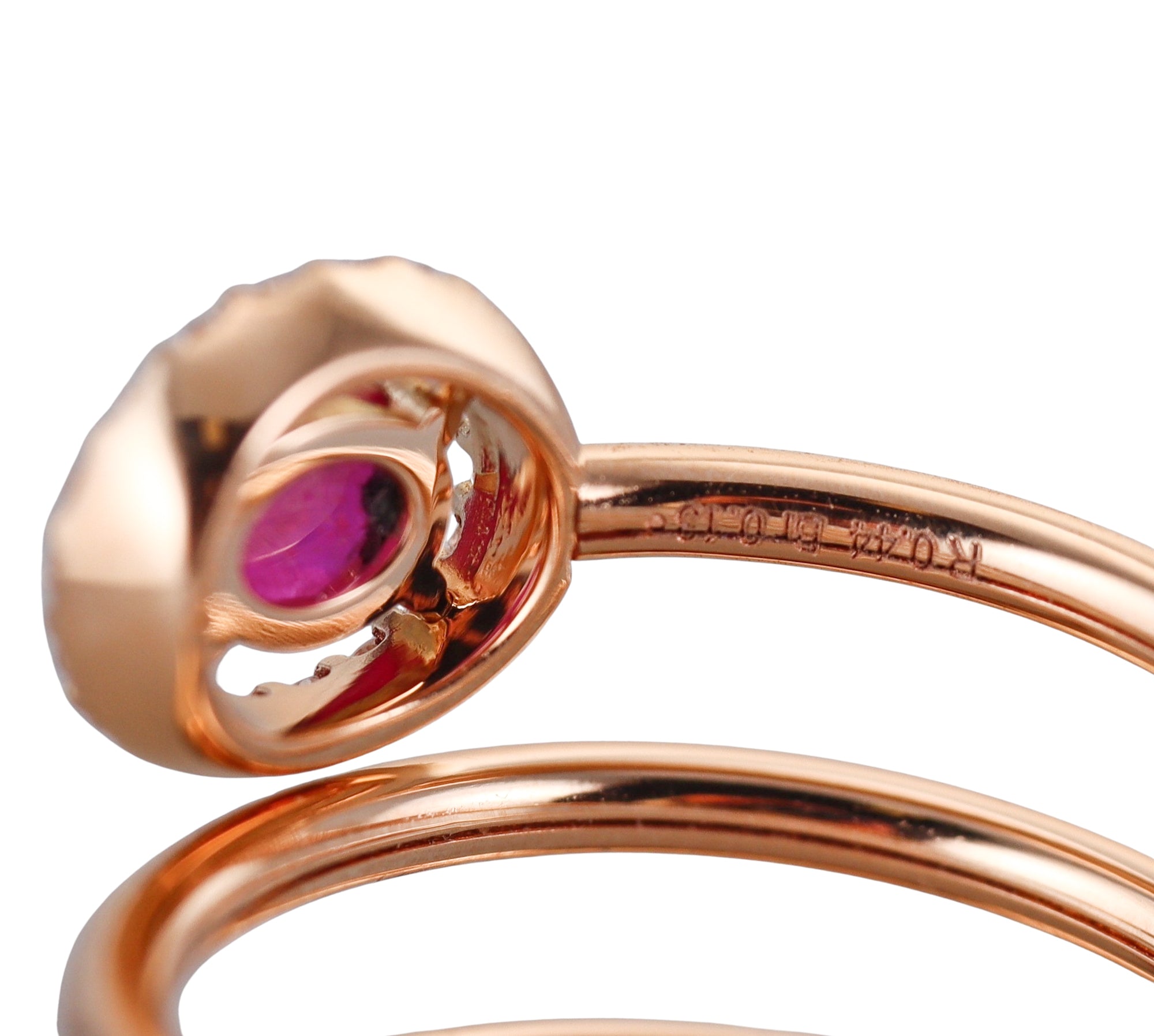 Crivelli Rose Gold Diamond Ruby Coil Wrap Ring