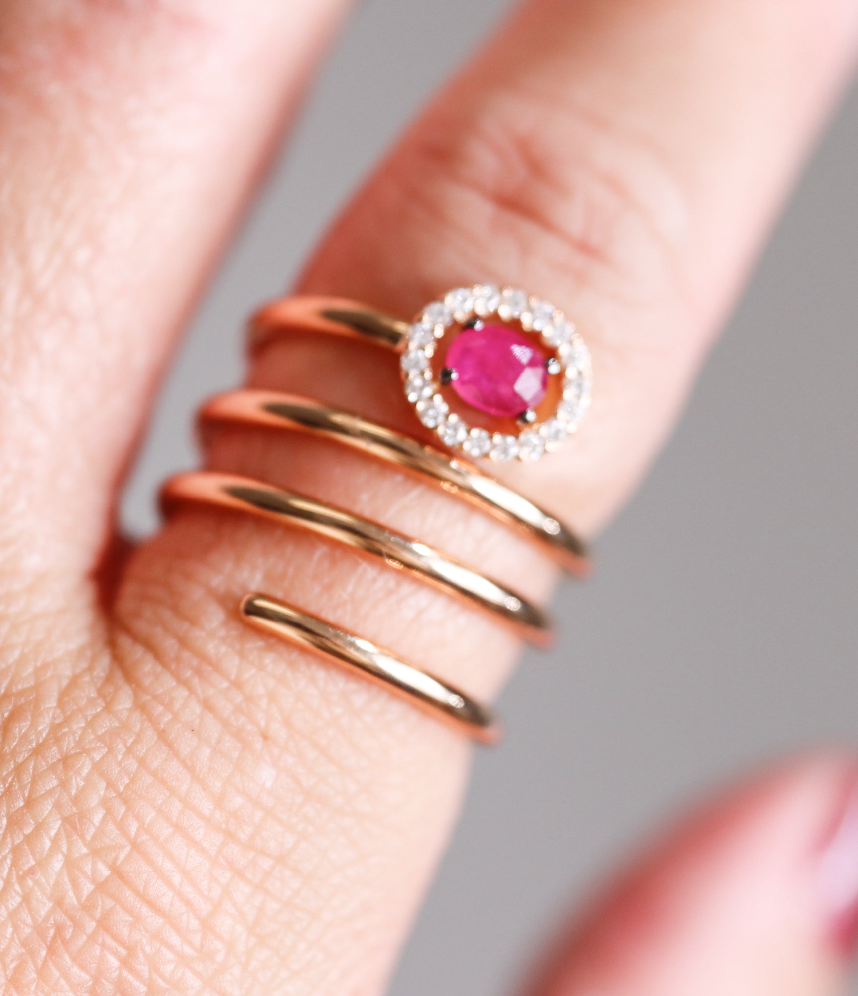 Crivelli Rose Gold Diamond Ruby Coil Wrap Ring