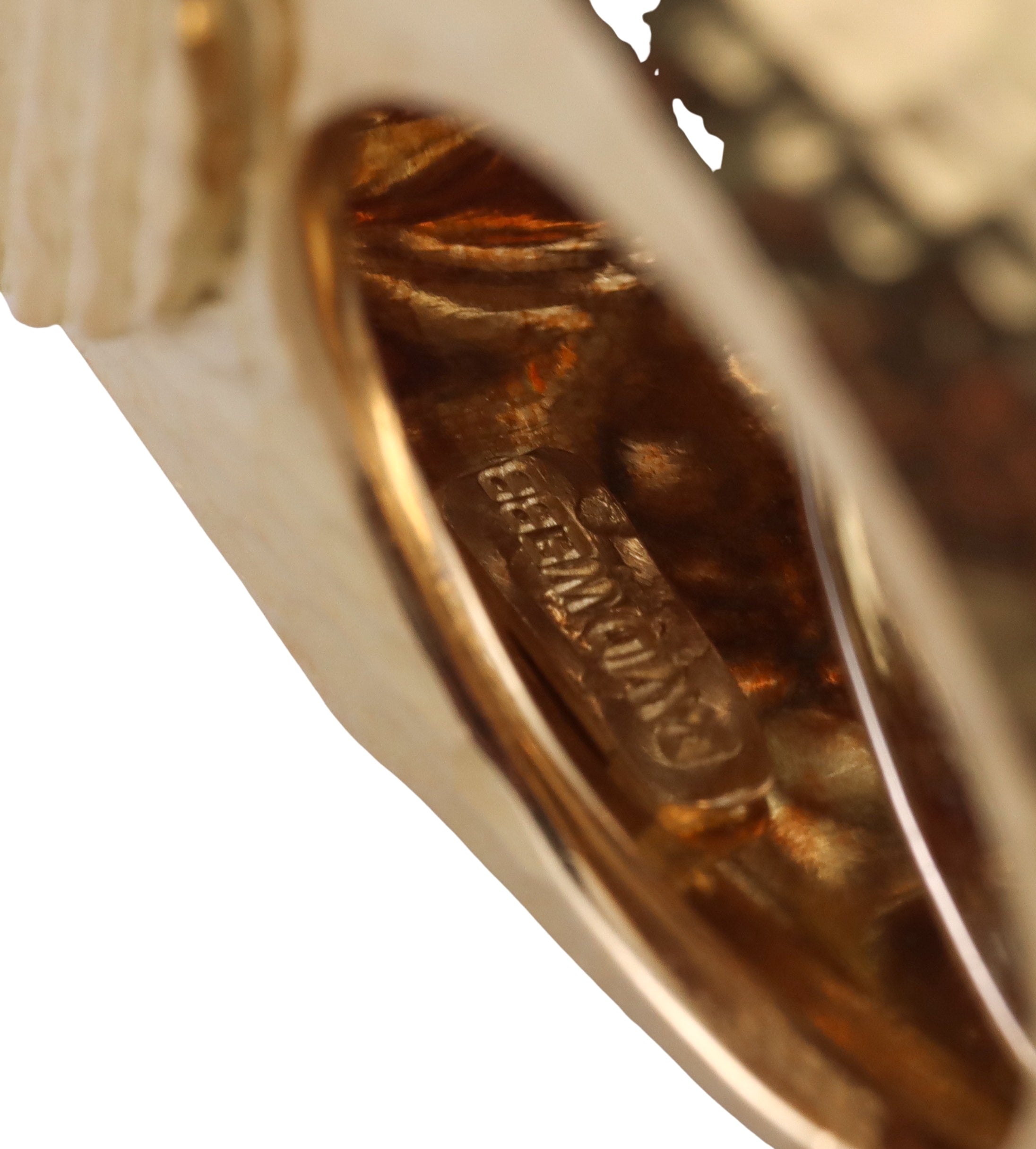 David Webb Diamond Gold Platinum Hammered Ring