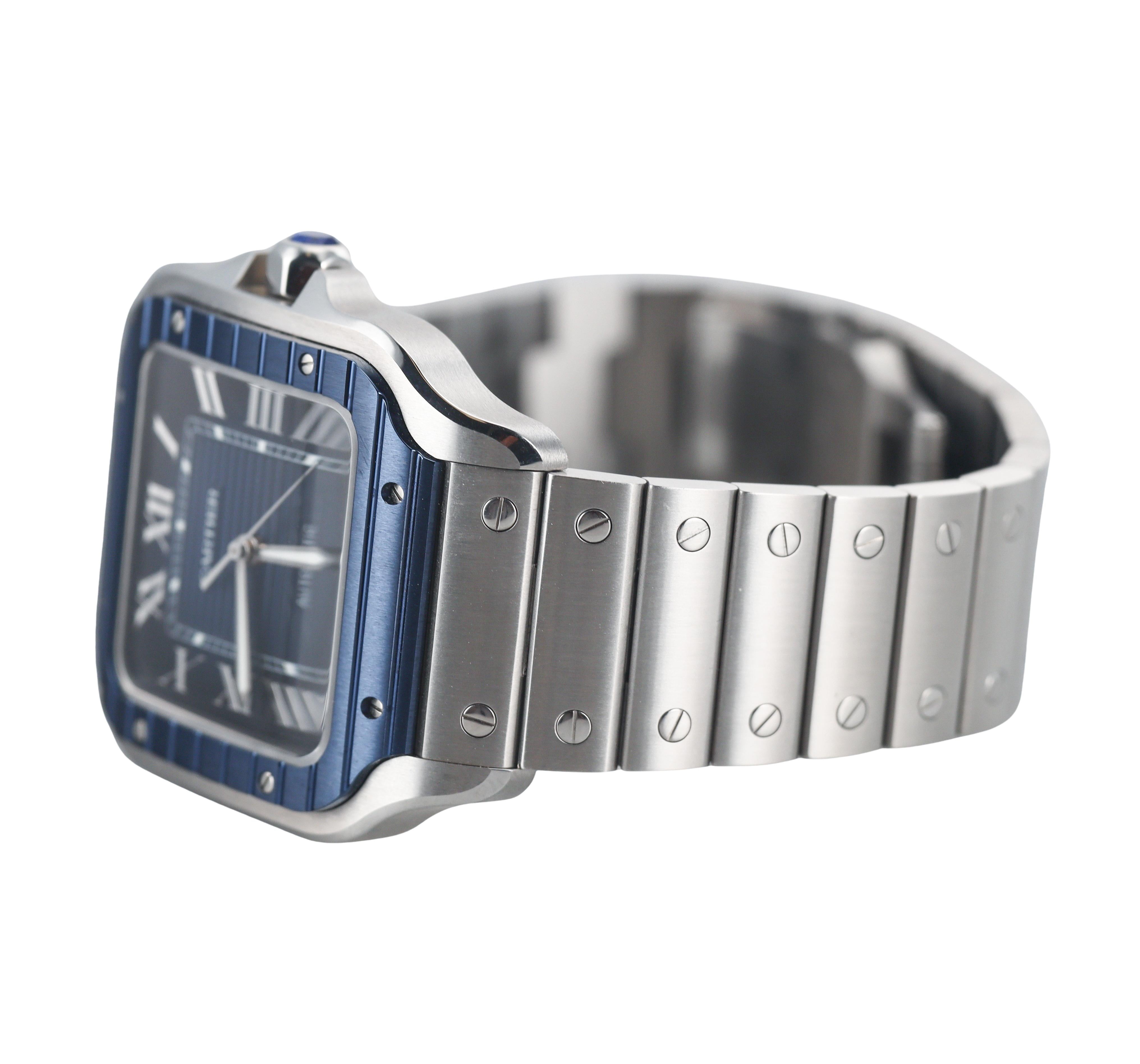 Santos de Cartier Stainless Steel Blue PVD Automatic Large Model Watch WSSA0048