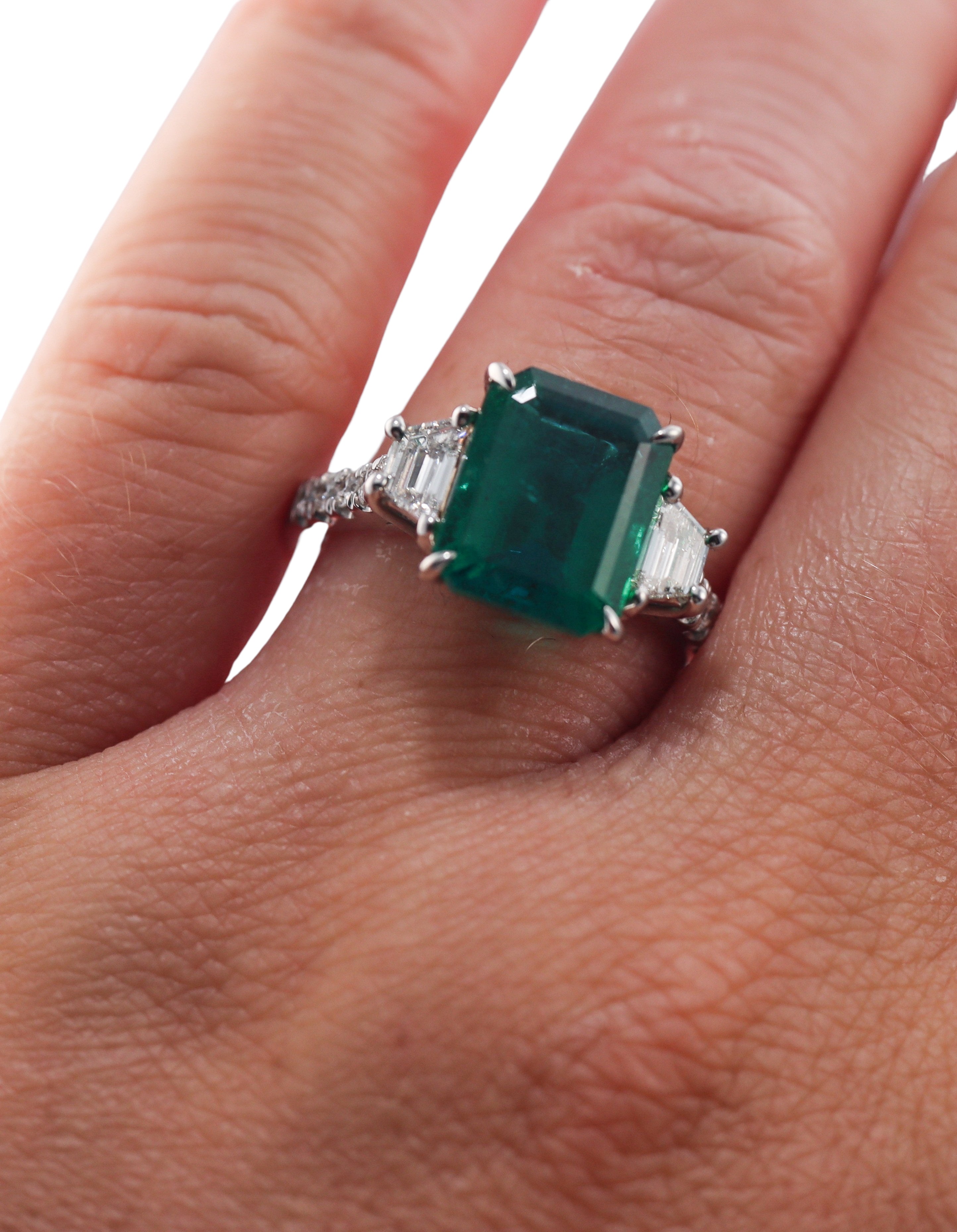4ct Emerald Diamond Gold Ring