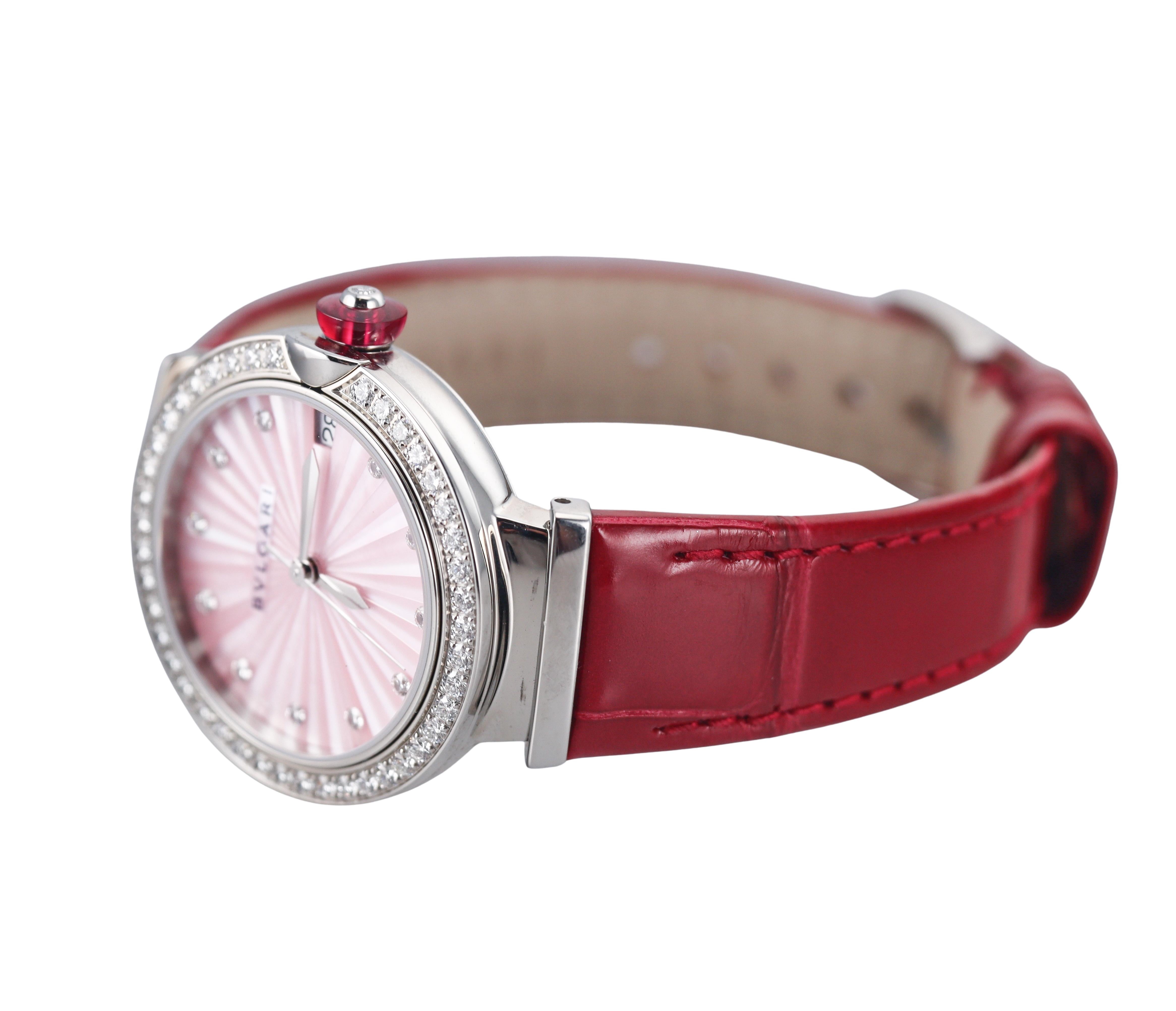 Bulgari Lucea Diamond Mother of Pearl Steel Ladies Watch LU33S