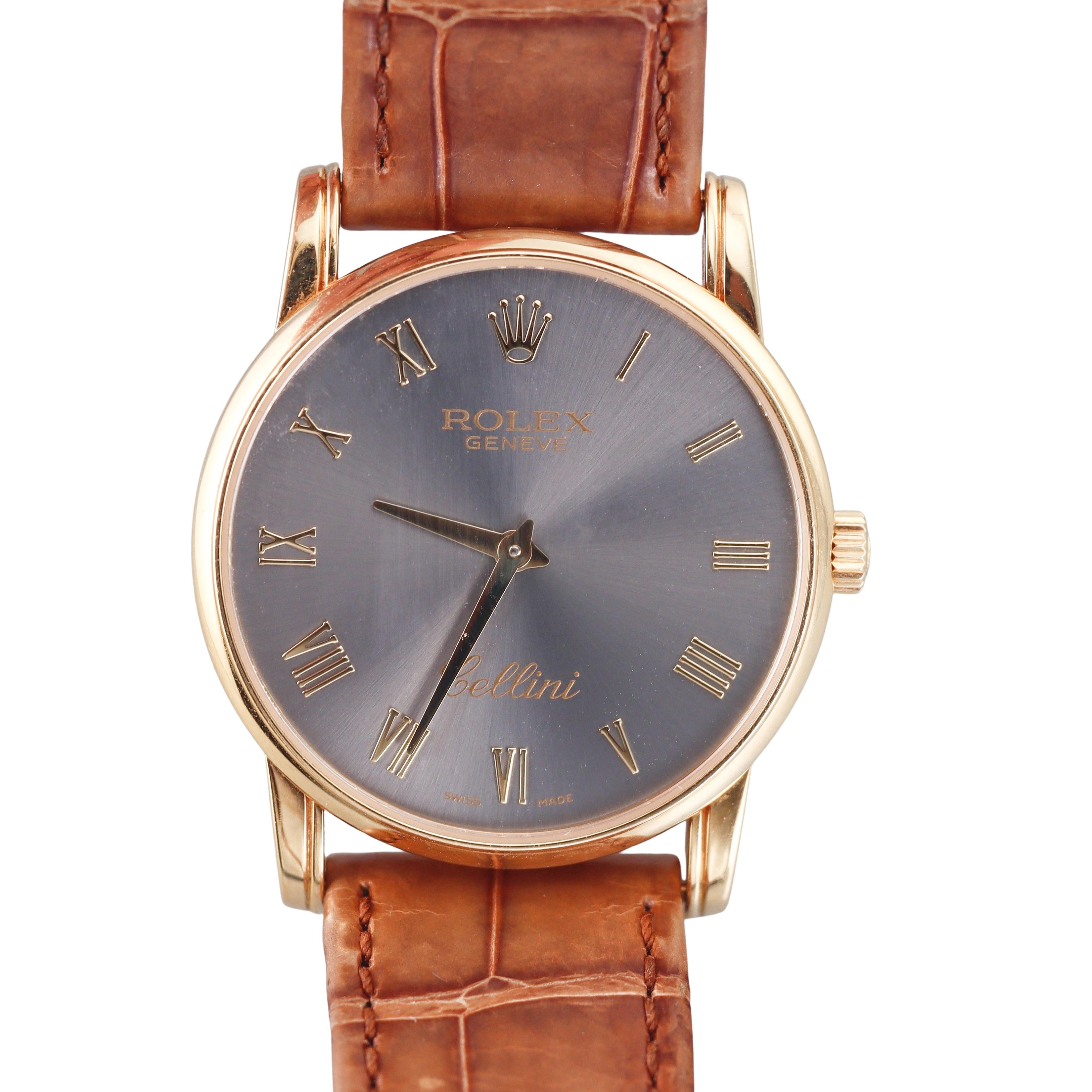 Rolex Cellini Yellow Gold Grey Dial Watch 5116