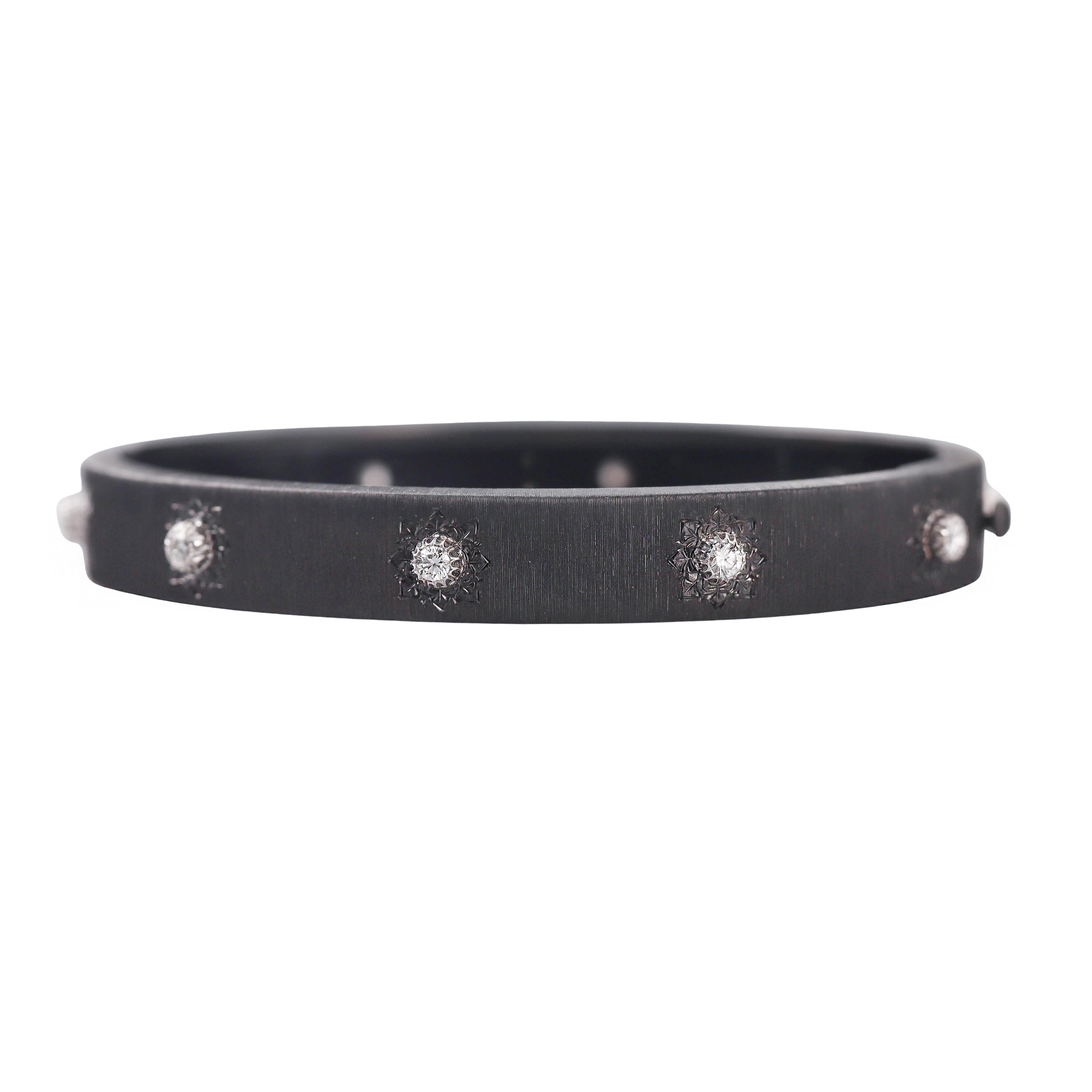 Buccellati Macri Classic Blackened Gold Diamond Bracelet