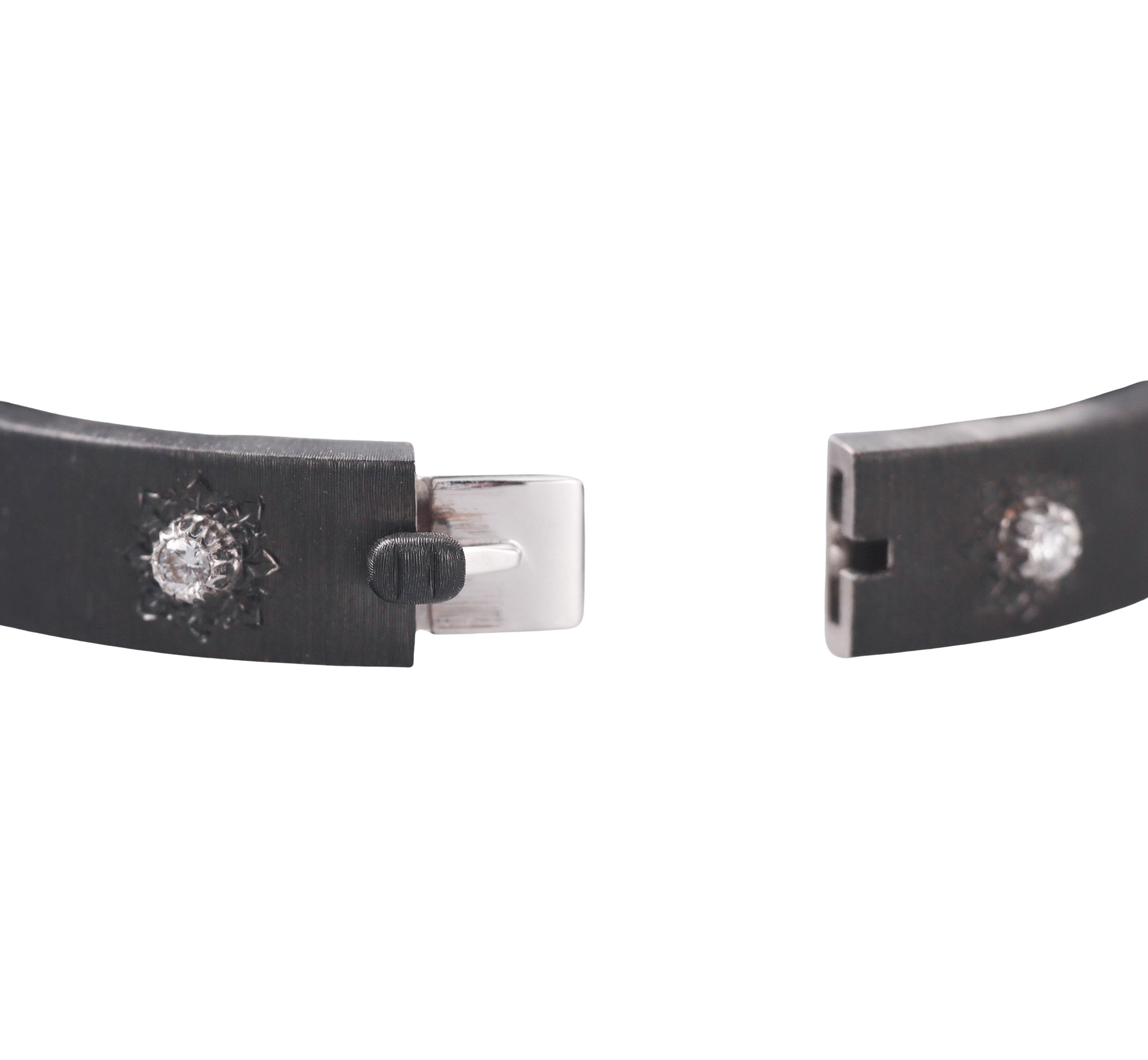 Buccellati Macri Classic Blackened Gold Diamond Bracelet