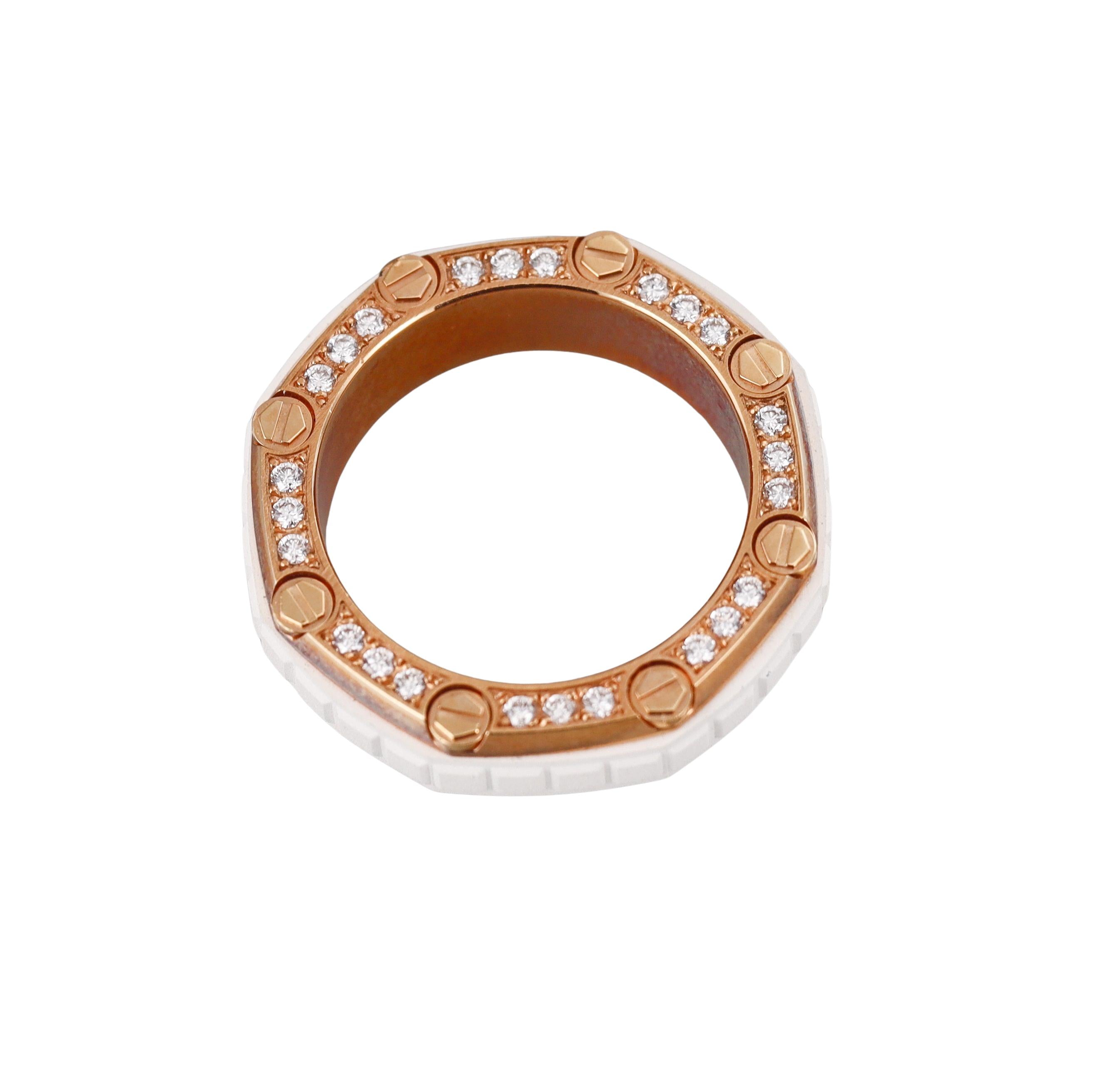 Audemars Piguet Gold Diamond Rubber Royal Oak Offshore Ring