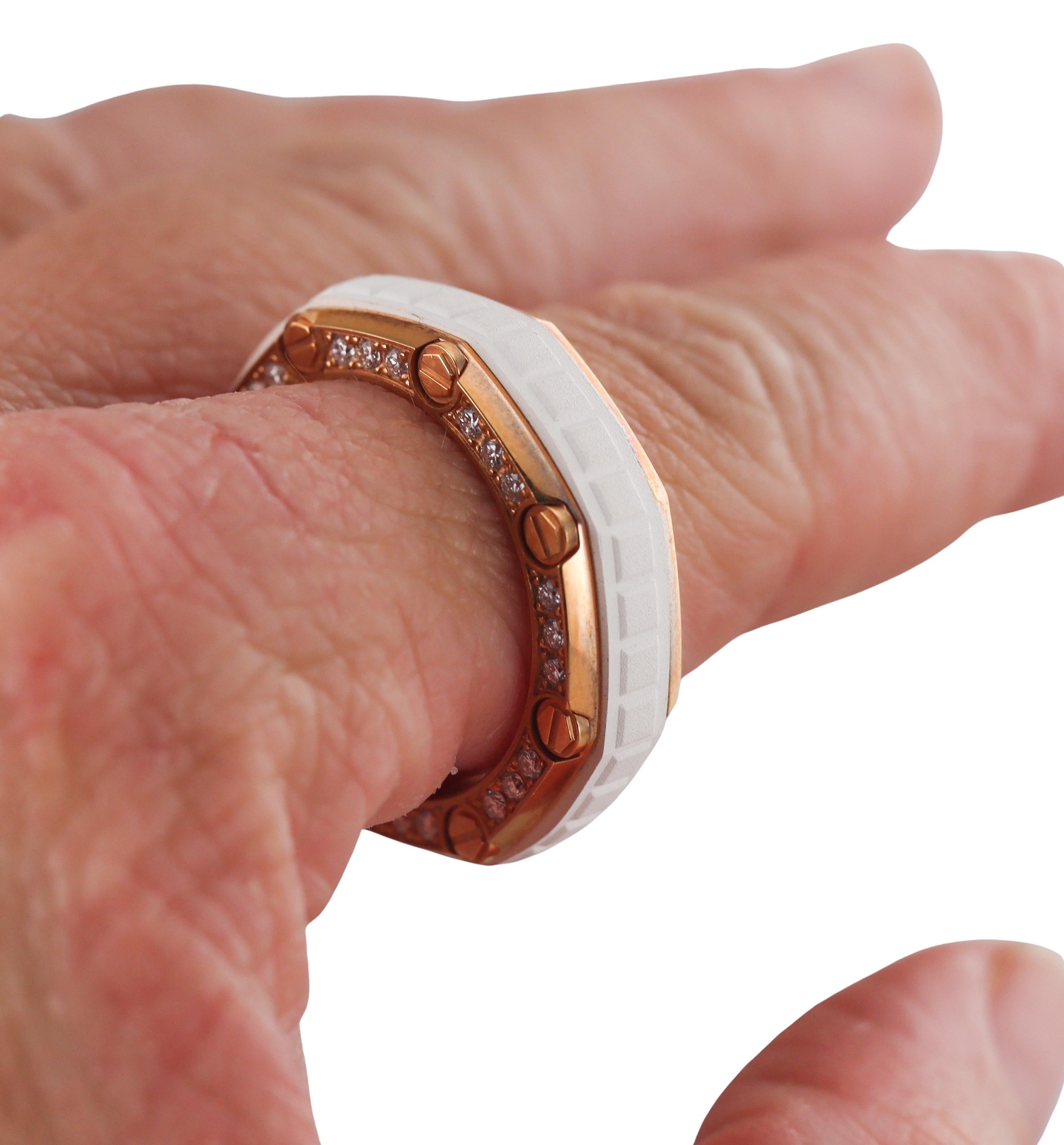 Audemars Piguet Gold Diamond Rubber Royal Oak Offshore Ring