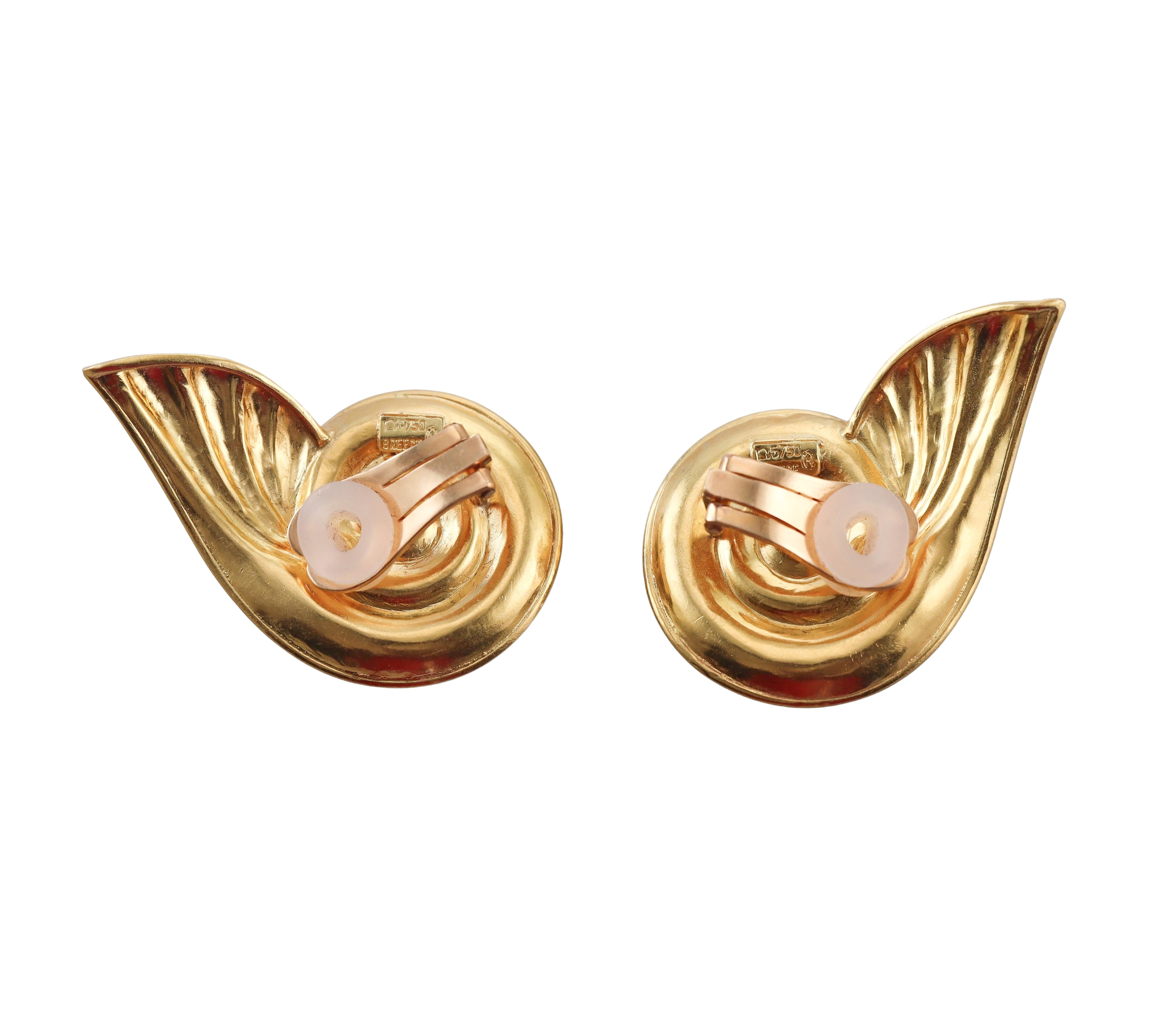 Lalaounis Greece Spiral Wings Gold Earrings