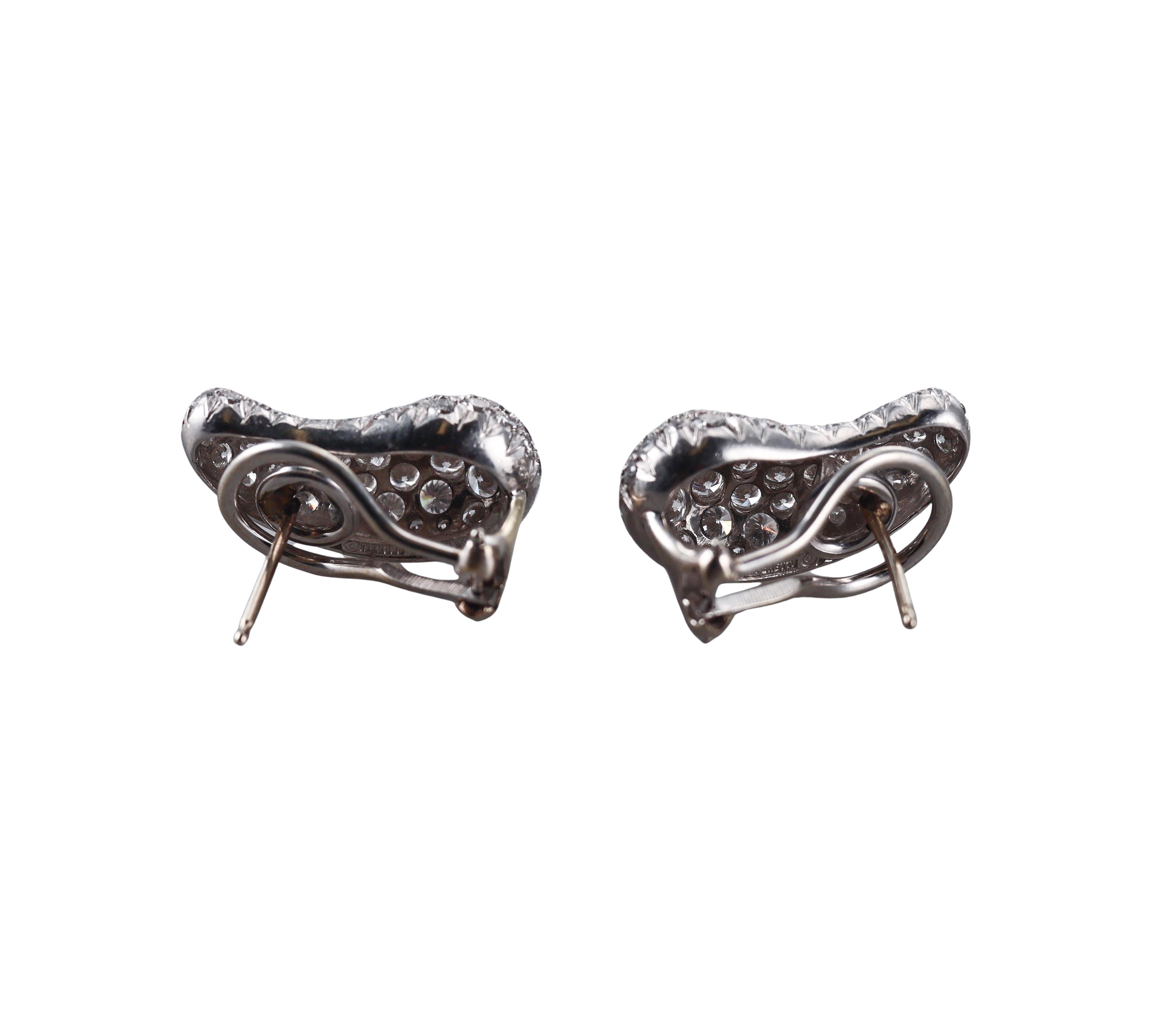 Tiffany & Co Elsa Peretti Bean Platinum Diamond Earrings