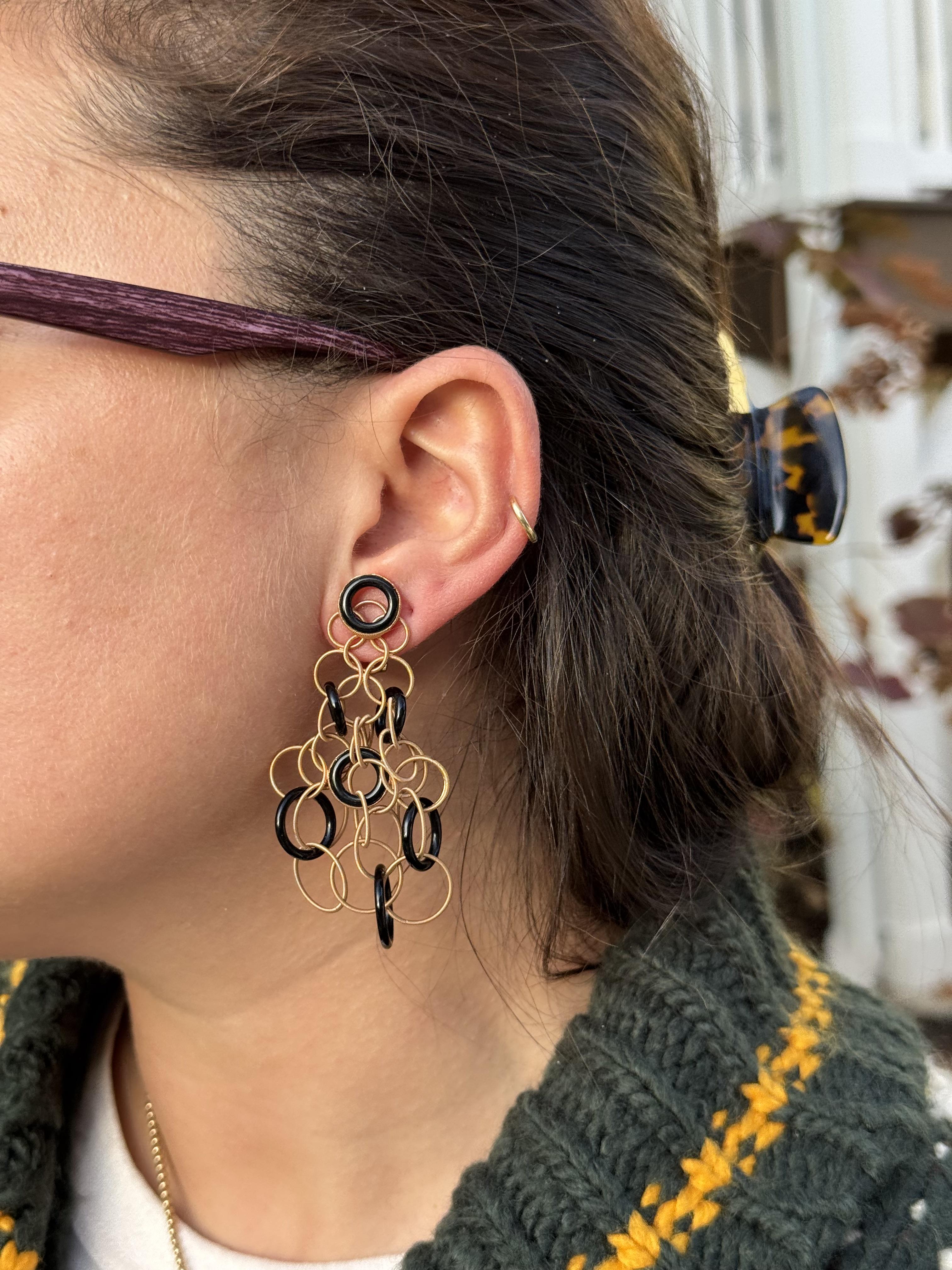 Buccellati Hawaii Rose Gold Onyx Earrings