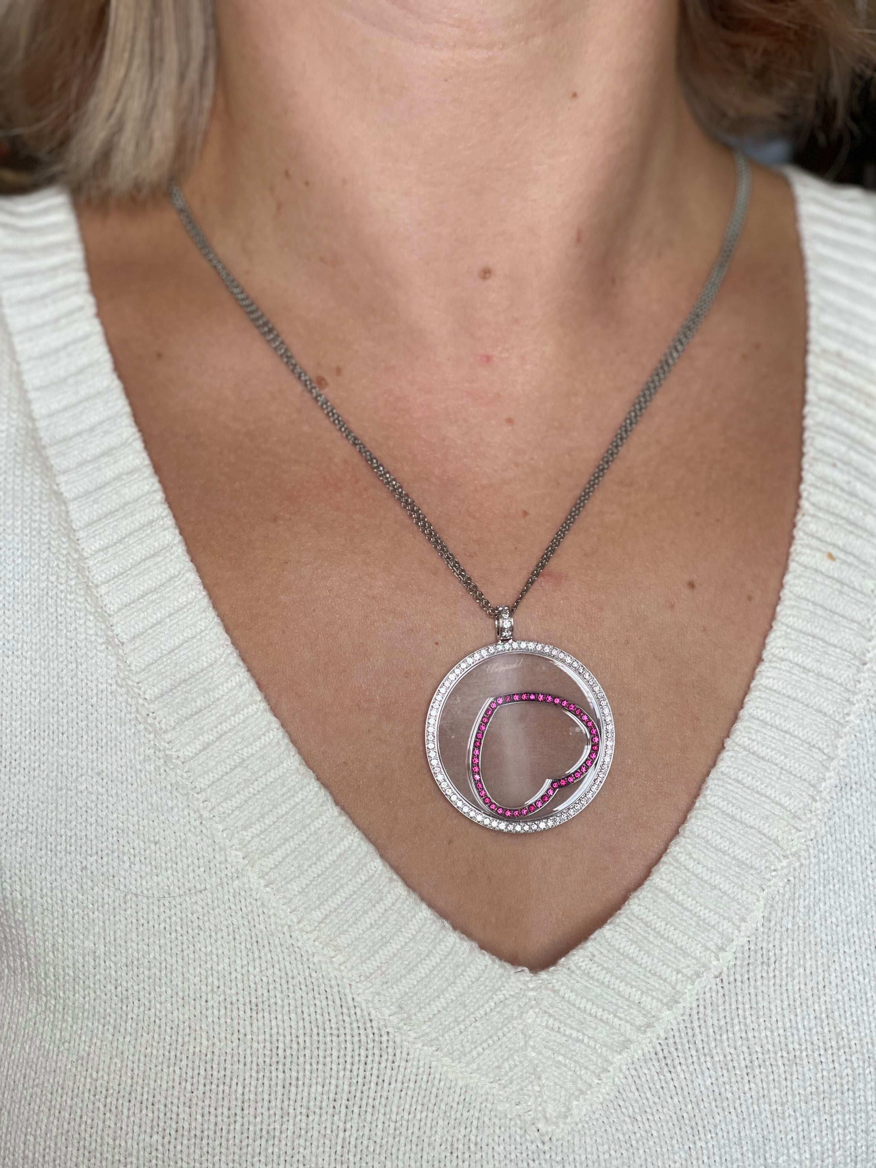 Chopard Happy Diamonds Gold Ruby Heart Pendant Necklace