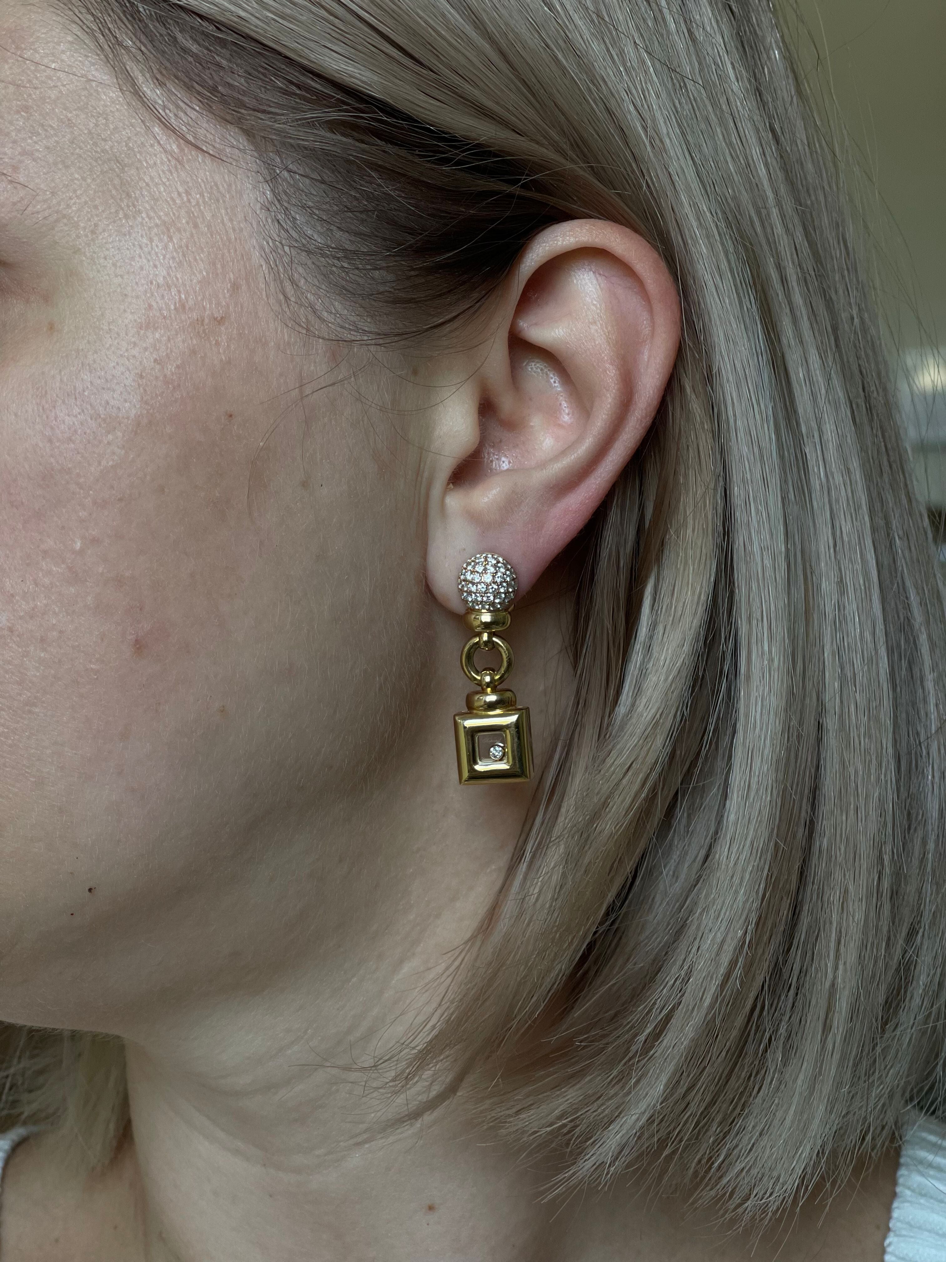 Chopard Happy Diamonds Gold Drop Earrings