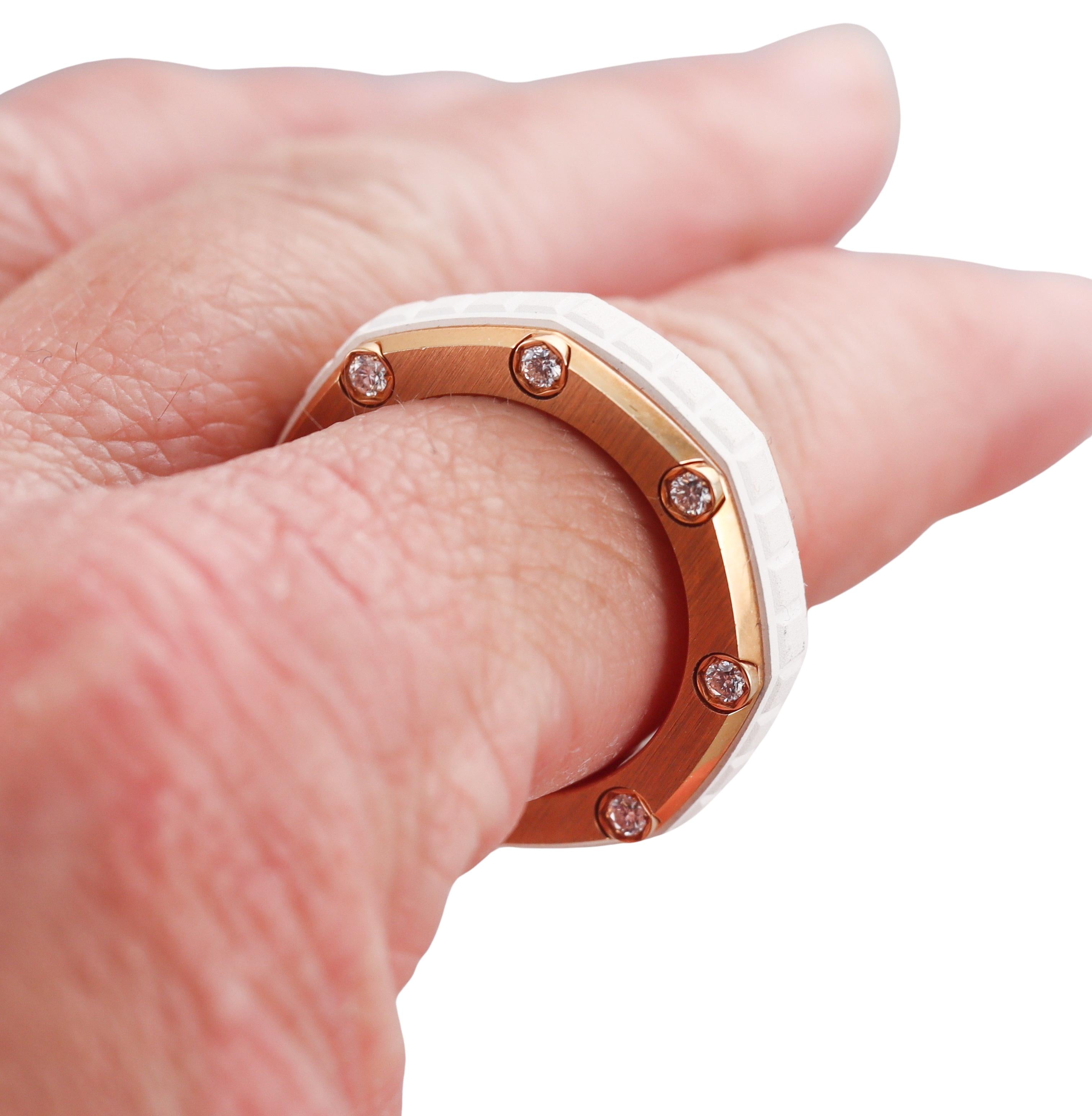 Audemars Piguet Diamond Rubber Gold Royal Oak Offshore Ring